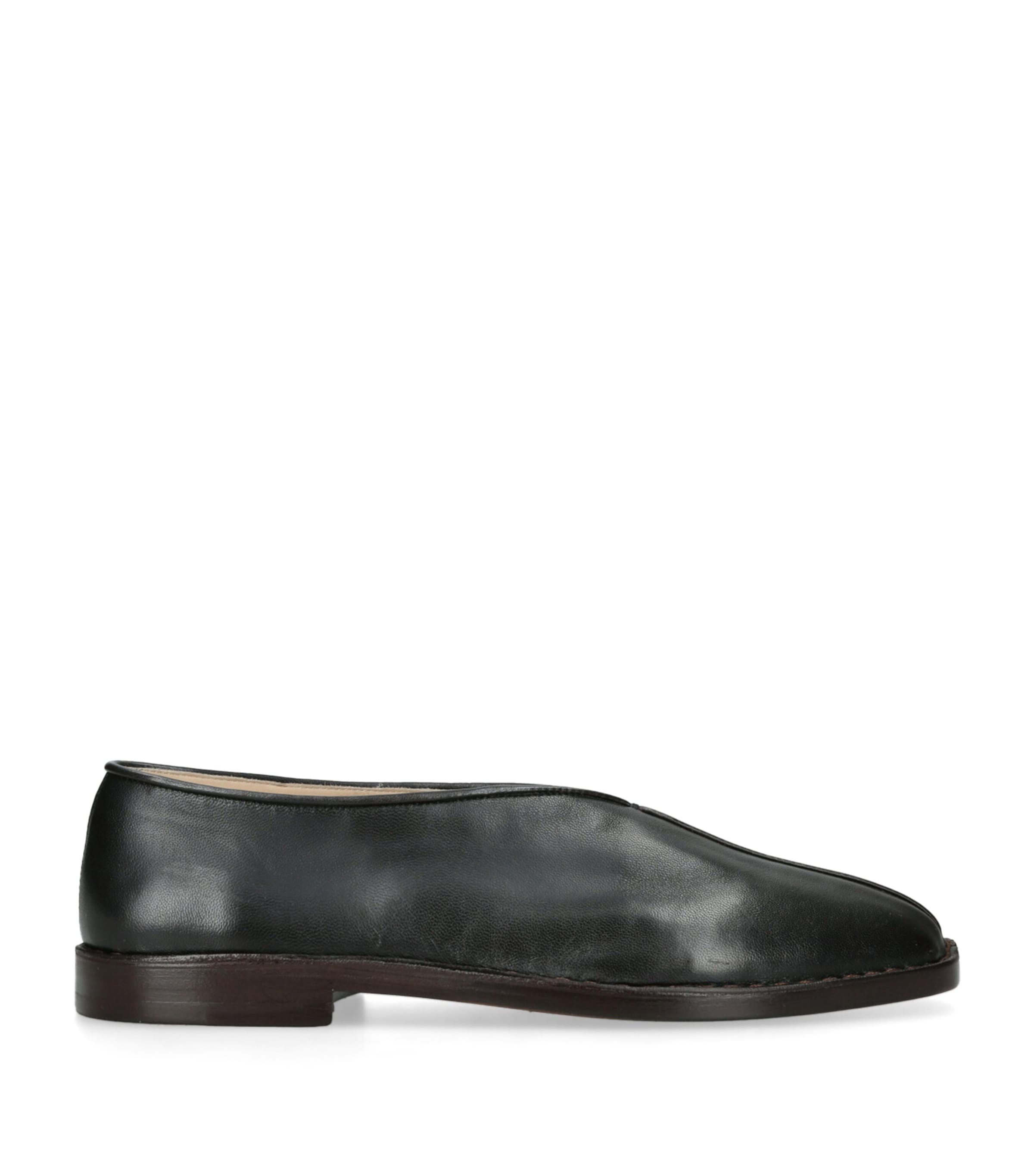 Lemaire Leather Piped Slippers Black
