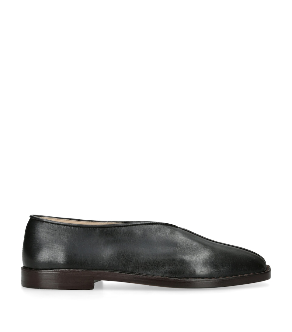 Lemaire Leather Piped Slippers Black