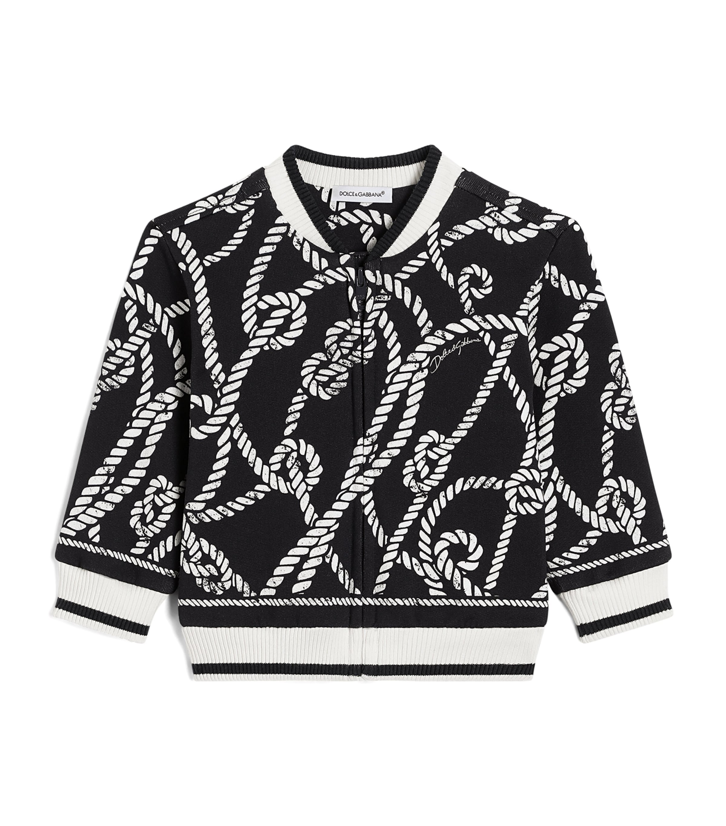 Dolce&Gabbana Kids Cotton Rope Print Jacket (3-30 Months) Corde F.blu