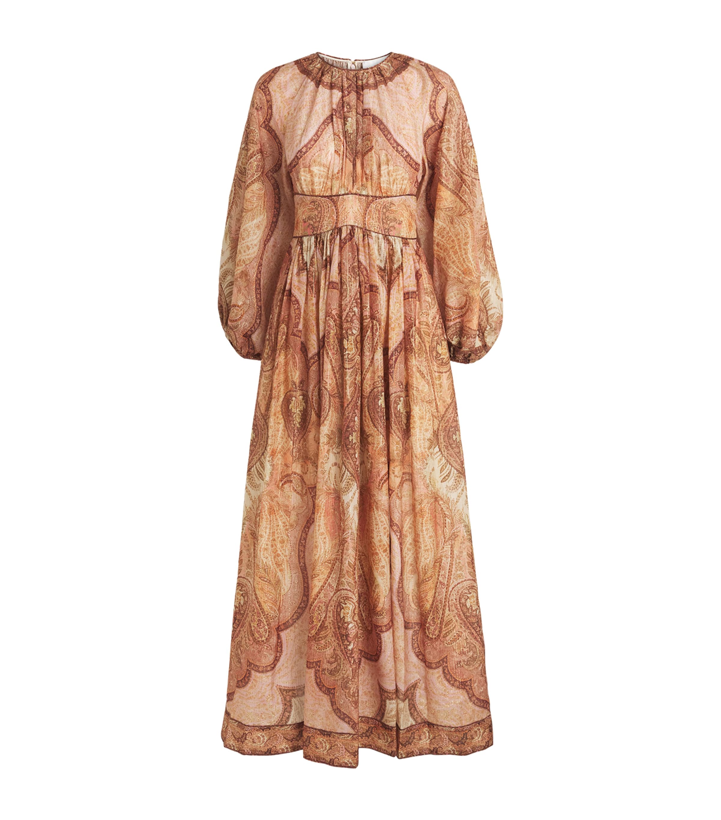 Zimmermann Womens Cotton-Silk-Blend Wanderlust Maxi Dress Tpstry Brgndy Mltbml