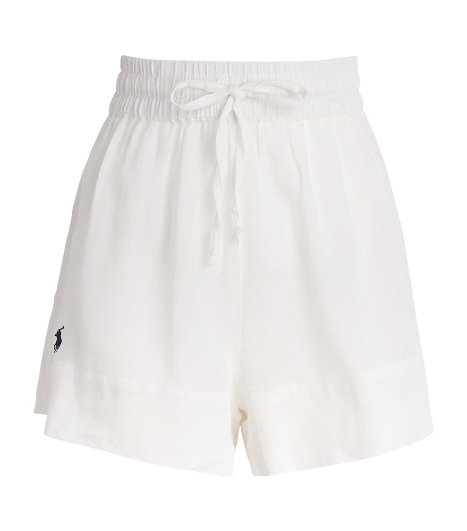 Polo Ralph Lauren Womens Organic Cotton-Linen Tie Shorts Cream