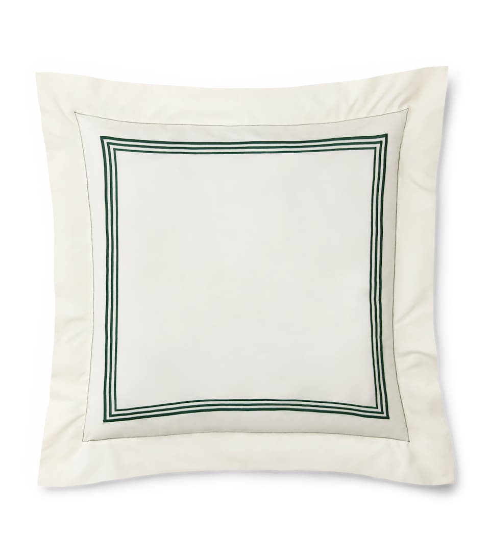 Pratesi Tre Righe Square Pillowcase (65cm x 65cm) Ivory/emerald
