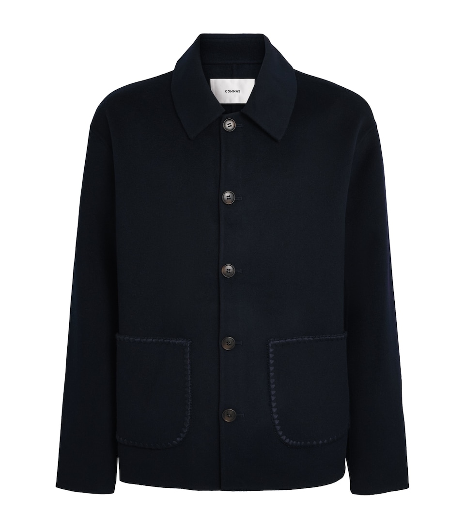 COMMAS Mens Wool-Cashmere Embroidered Jacket Midnight Navy
