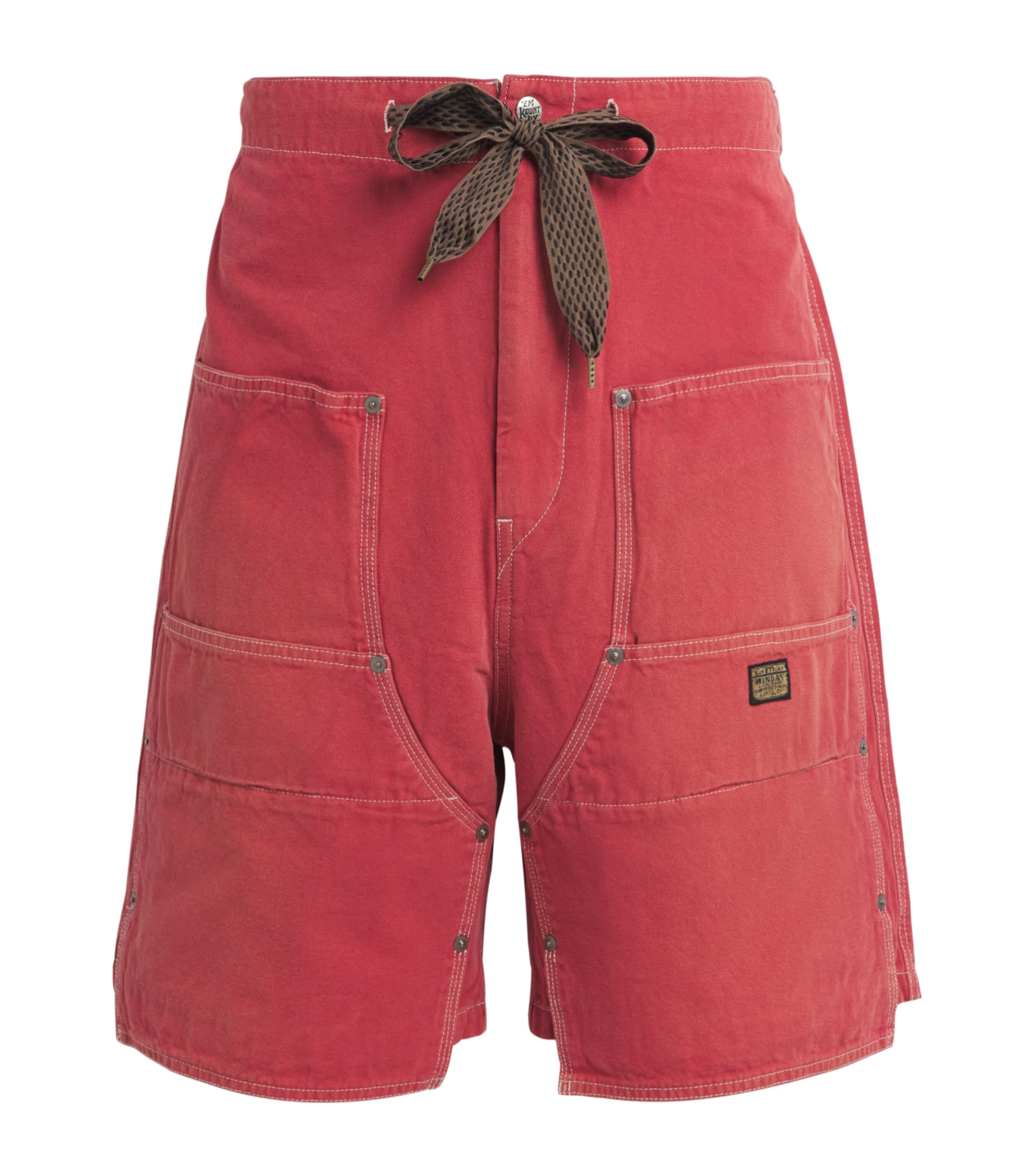Kapital Mens Contrast-Stitch Shorts California Red