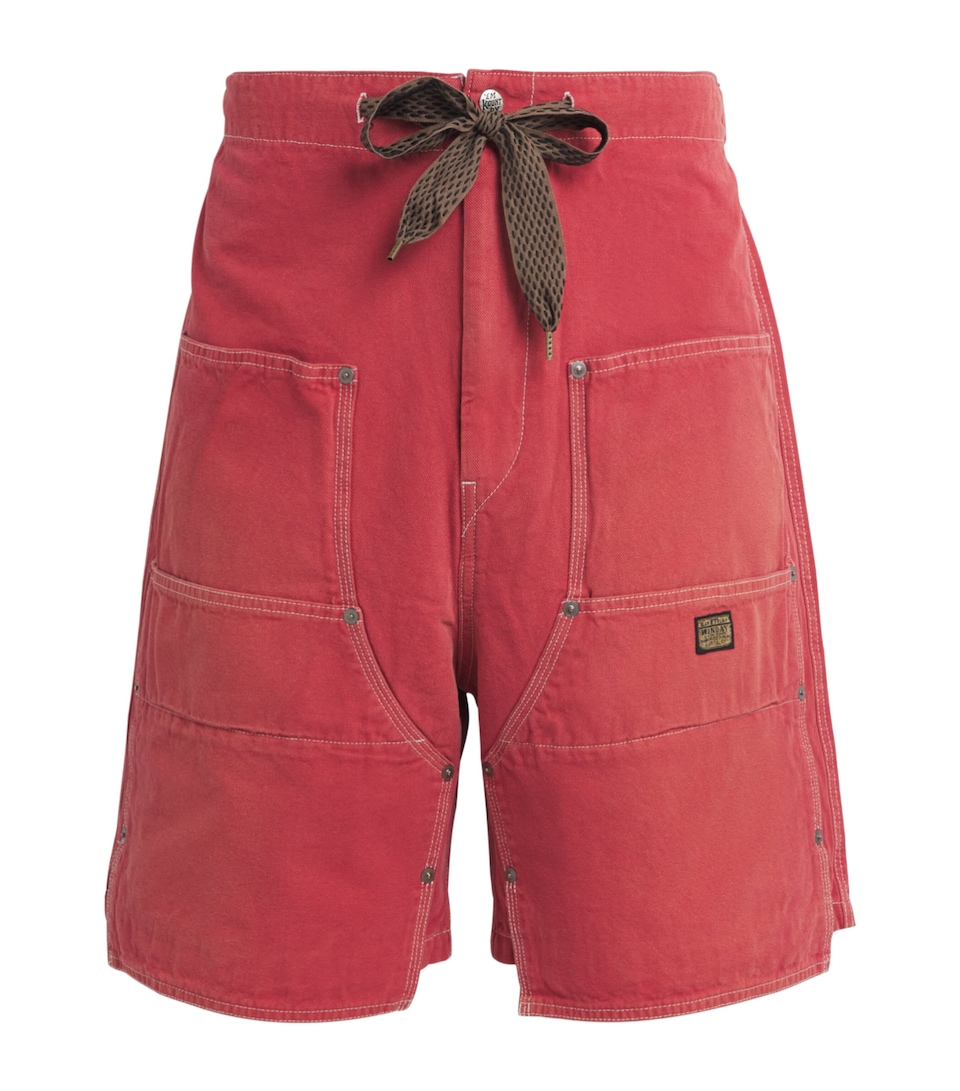 Kapital Mens Contrast-Stitch Shorts California Red