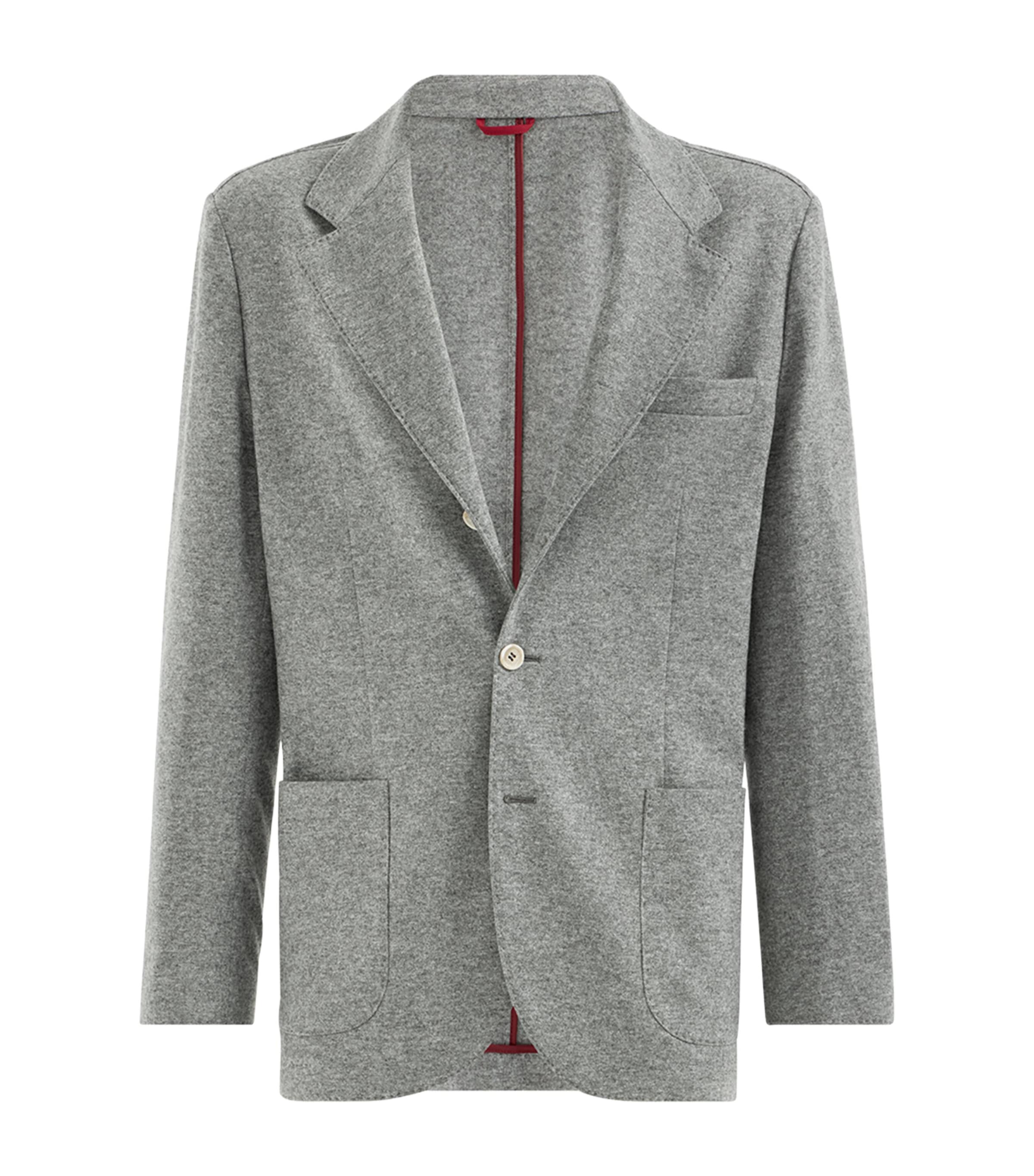 Brunello Cucinelli Mens Cashmere Jersey Blazer Grey