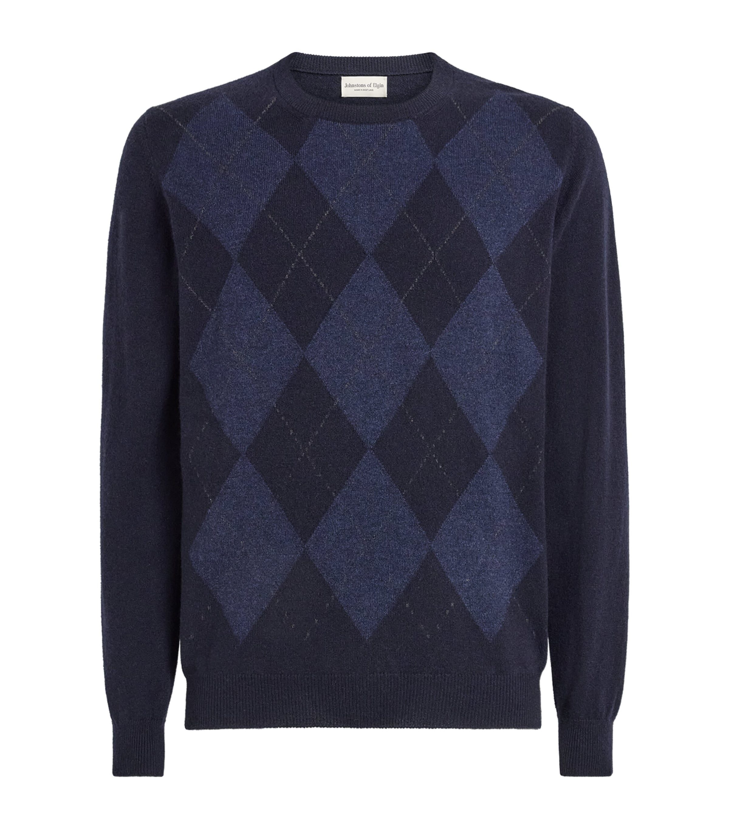 Johnstons Of Elgin Mens Cashmere Argyll Sweater Dark Navy