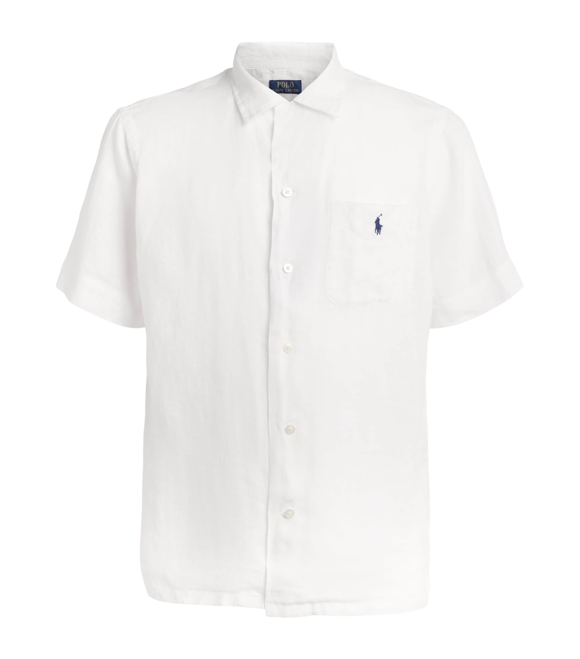 Polo Ralph Lauren Mens Linen Short-Sleeve Classic-Fit Shirt White