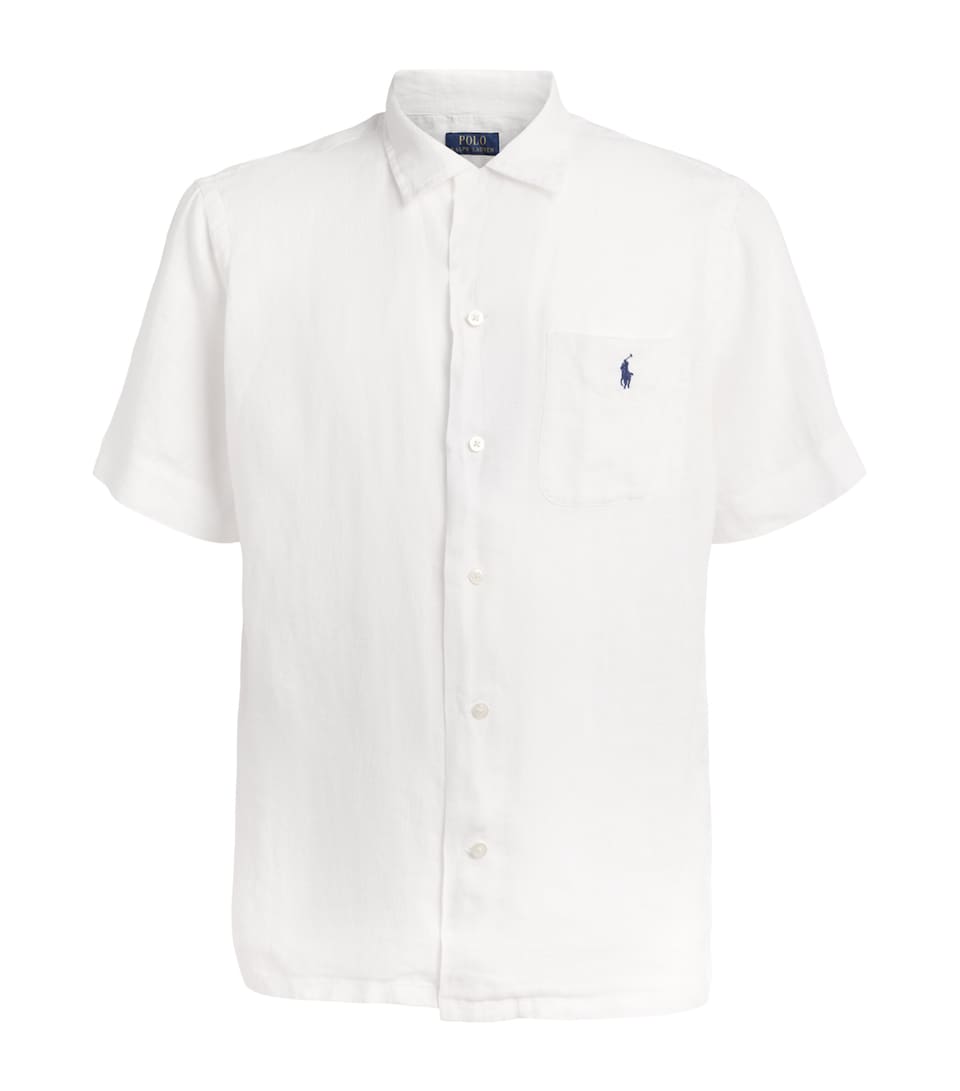 Polo Ralph Lauren Mens Linen Short-Sleeve Classic-Fit Shirt White