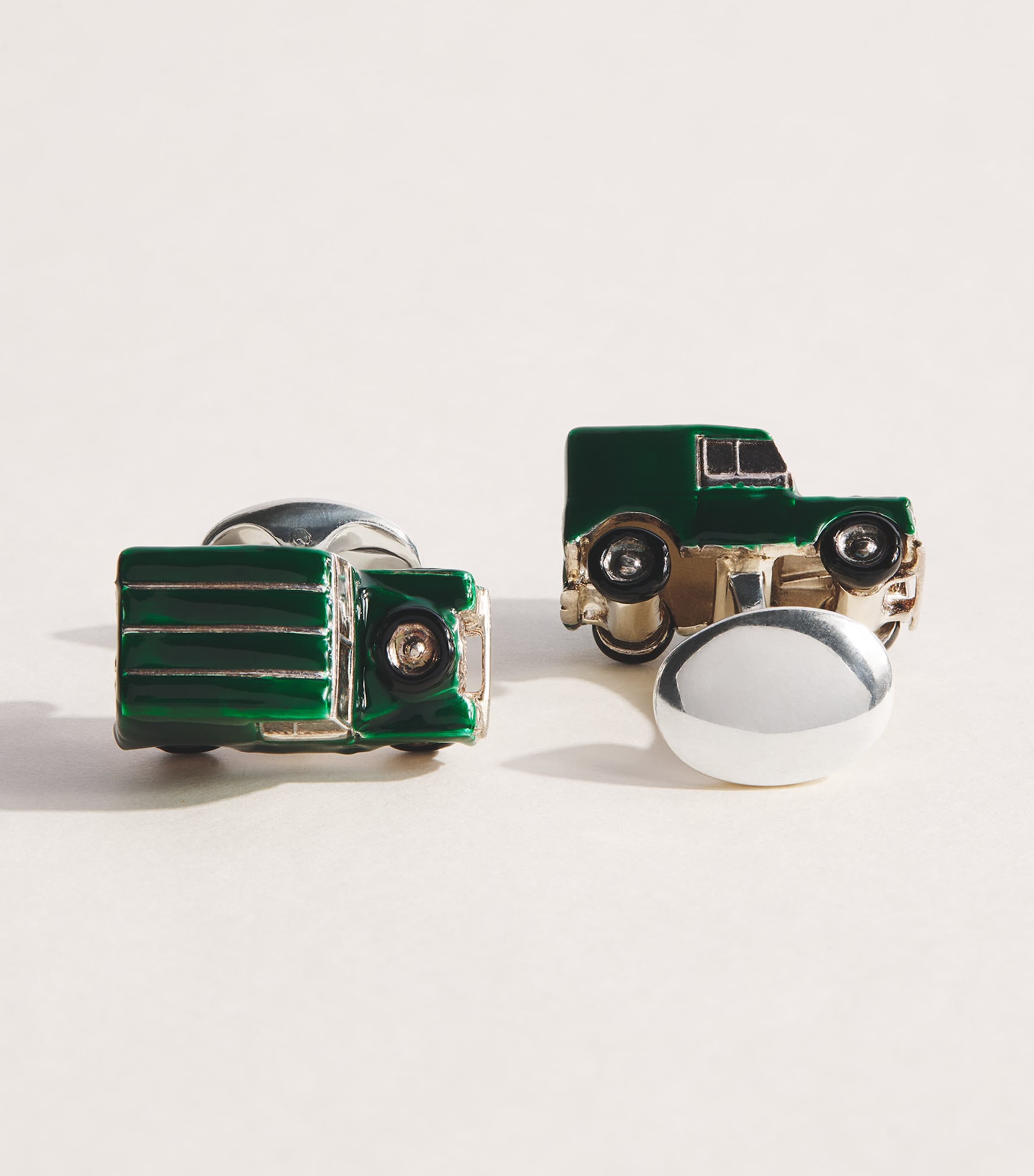 Deakin & Francis Sterling Silver and Enamel Car Cufflinks Silver