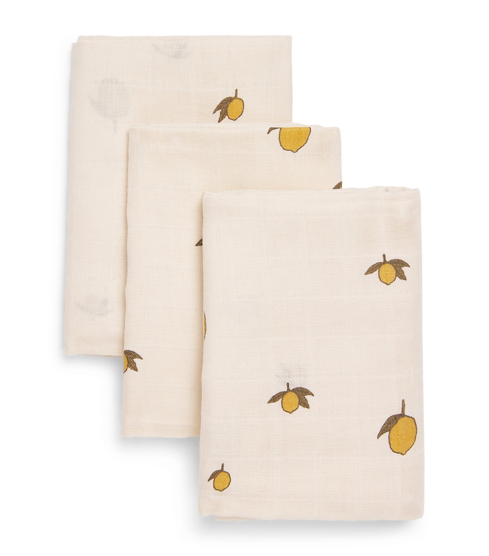 KONGES SLOJD Organic Cotton Lemon Muslin Cloths (Pack of 3)