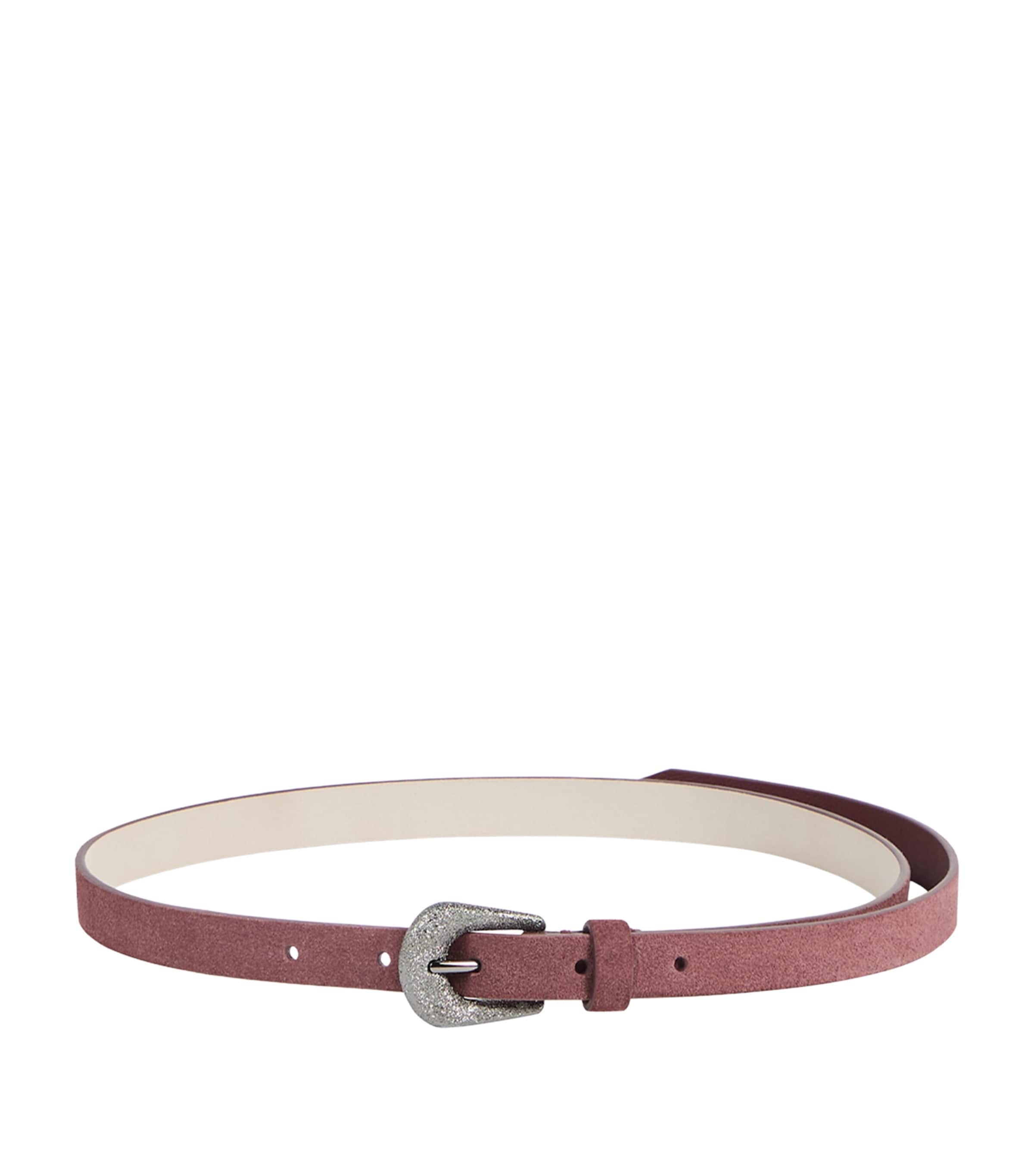 Brunello Cucinelli Kids Suede Textured-Buckle Belt Ruby