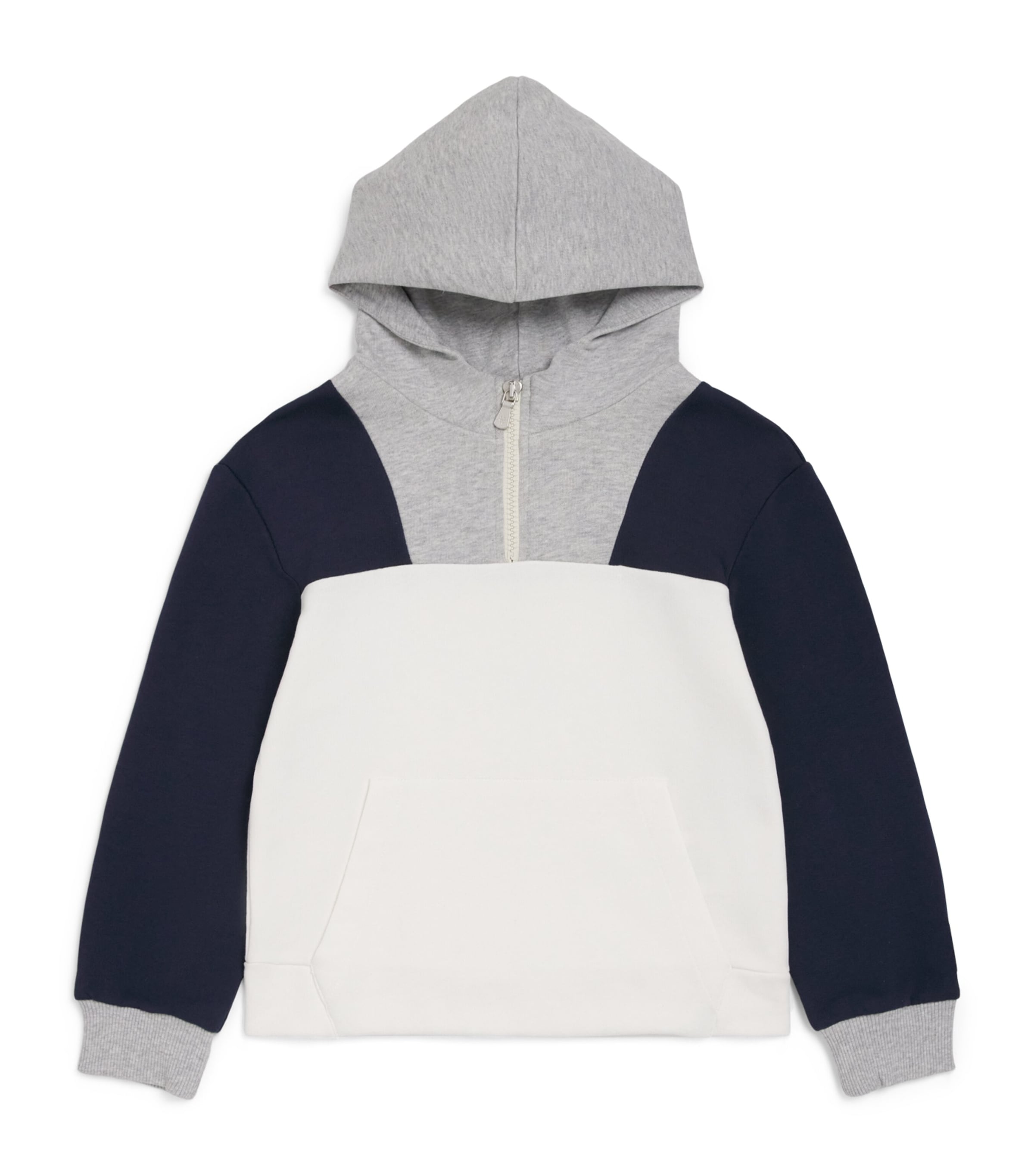 Eleventy Kids Cotton Colour-Block Zip-Up Hoodie (4-16 Years) Ivory