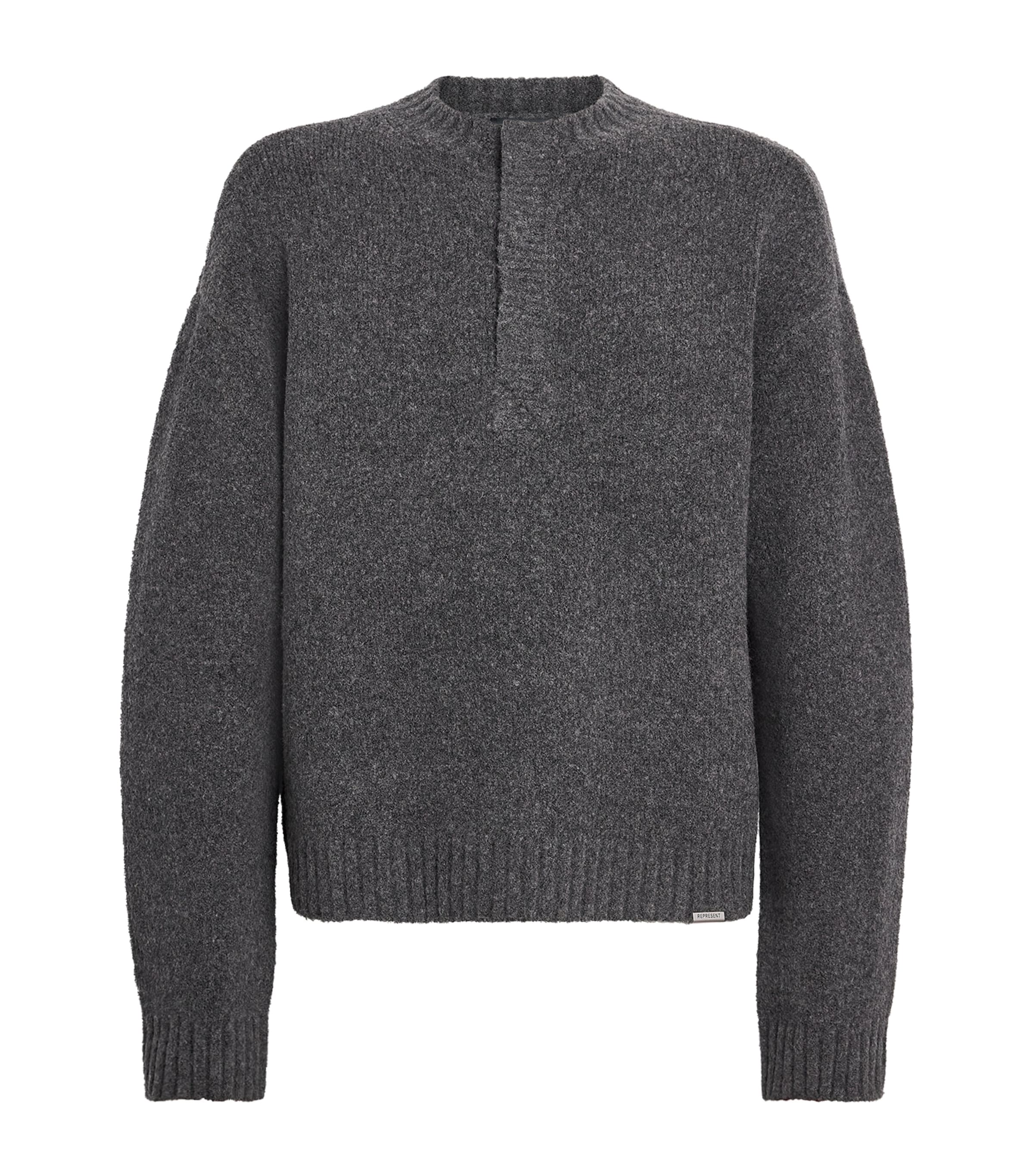 Represent Mens Wool-Blend Ramone Sweater Dark Grey