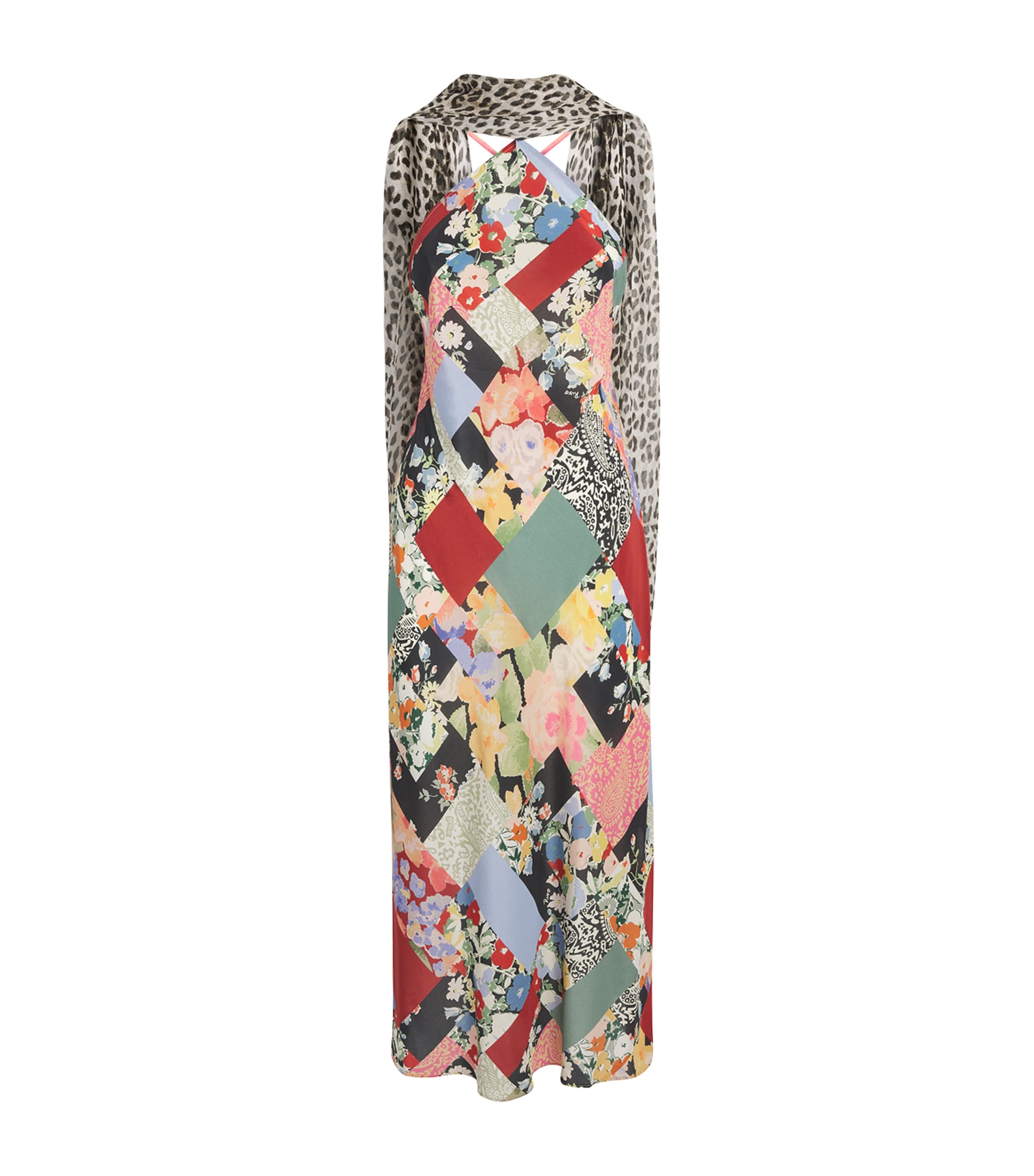 Rixo Womens Silk Crepe Patchwork Hayley Midi Dress Nina Ptchwrk Mx Mlti
