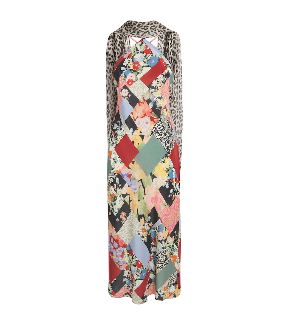 Rixo Womens Silk Crepe Patchwork Hayley Midi Dress Nina Ptchwrk Mx Mlti