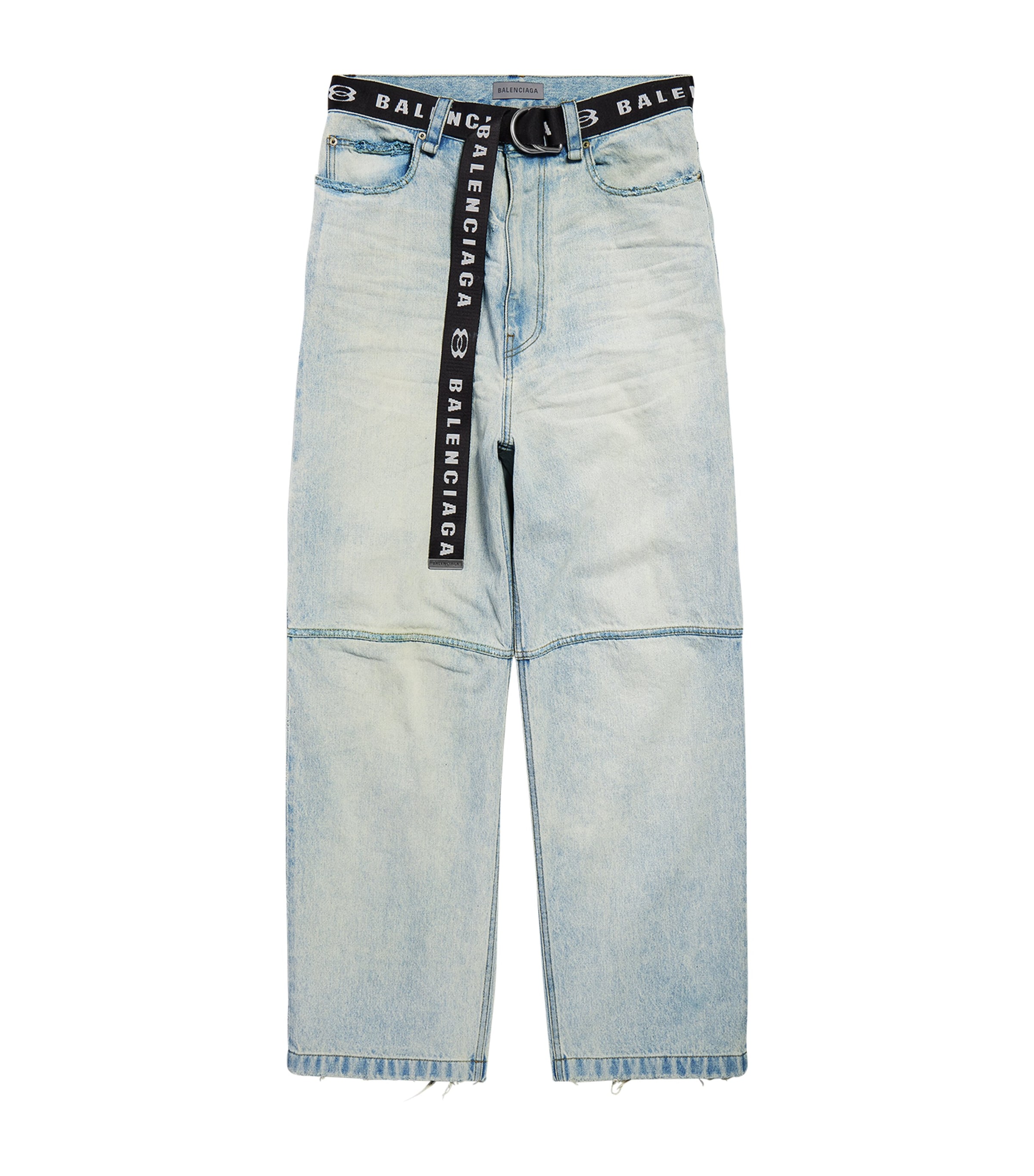 Balenciaga Mens Belted Wide-Leg Jeans