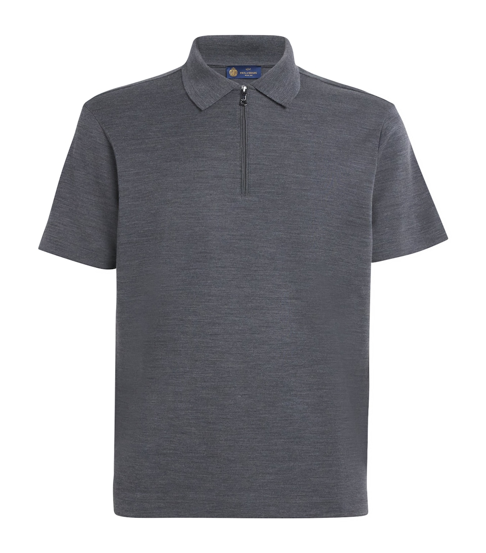 Wool-Silk Half-Zip Polo Shirt