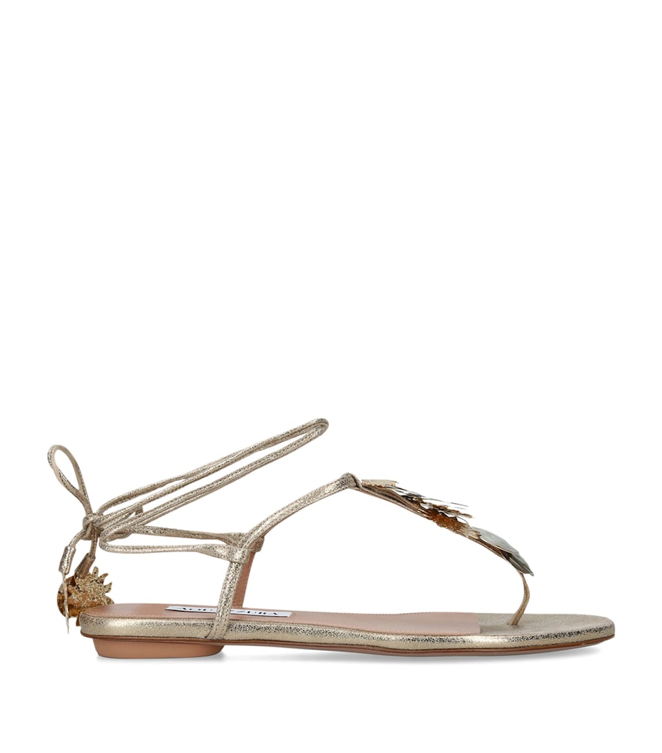 Aquazzura Leather Night Stars Sandals Silver