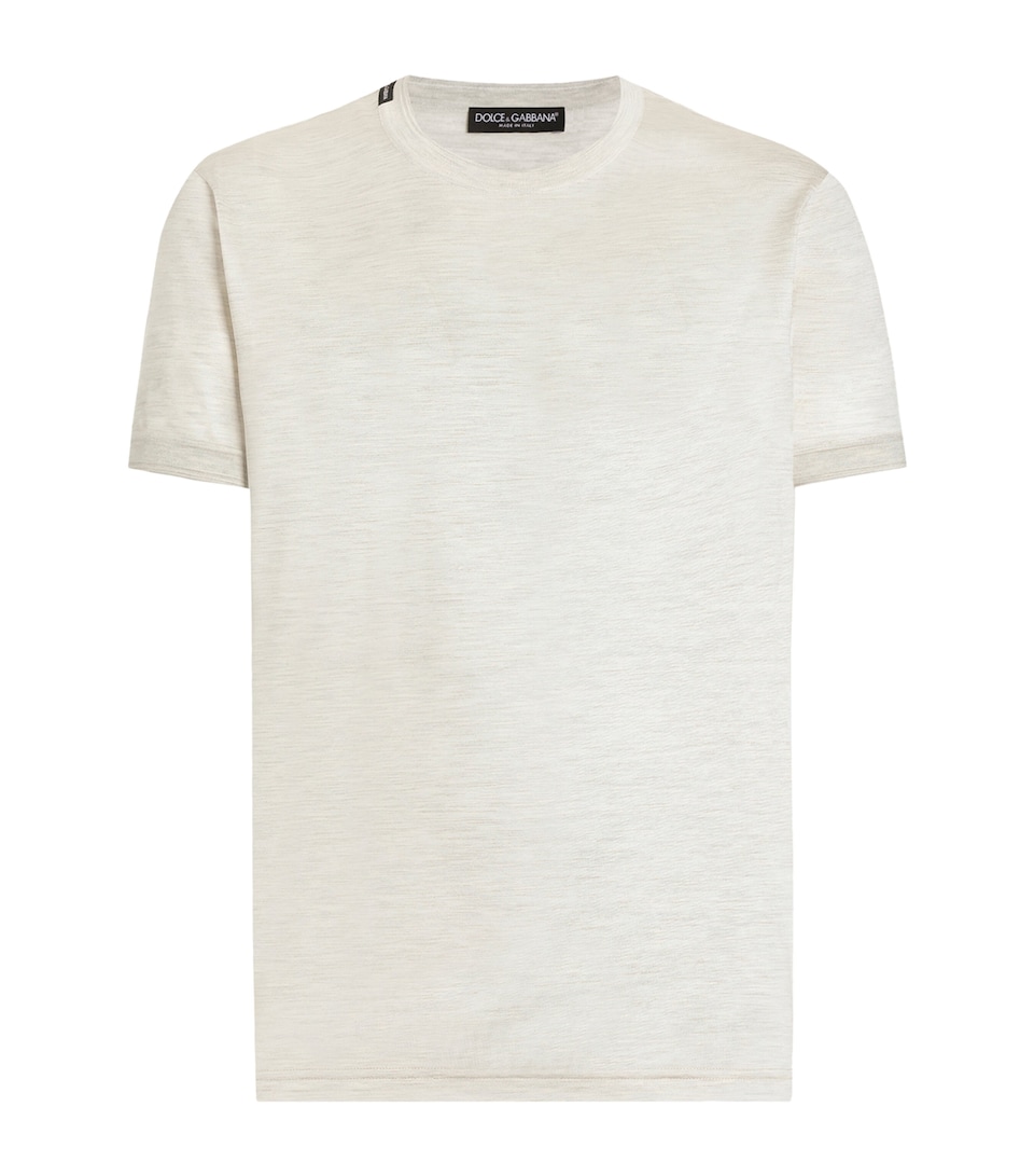 Dolce&Gabbana Mens Silk T-Shirt White Beige Hazelnut