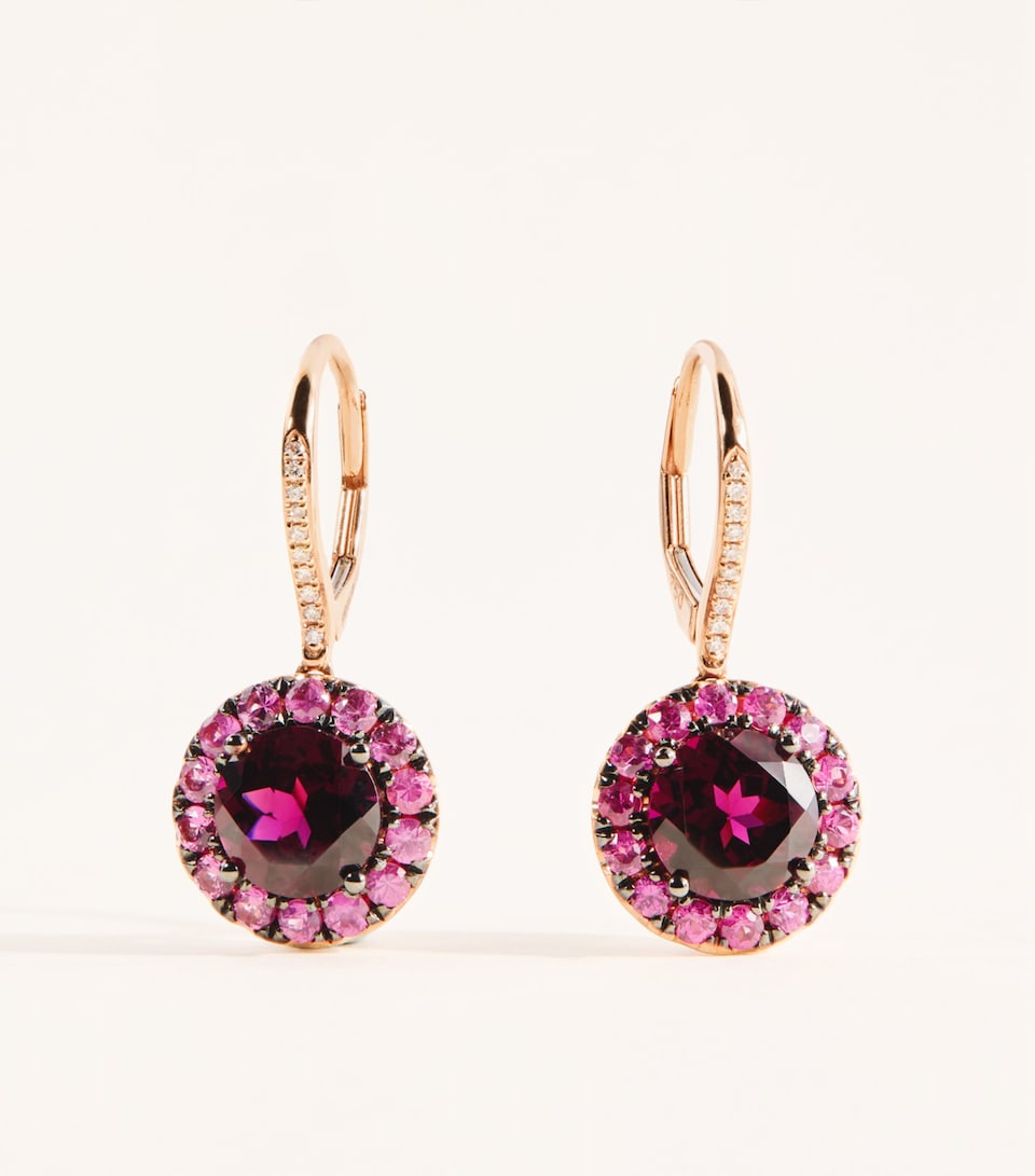 Rosa de la Cruz Rose Gold, Diamond, Garnet and Sapphire Gem Earrings Rose Gold