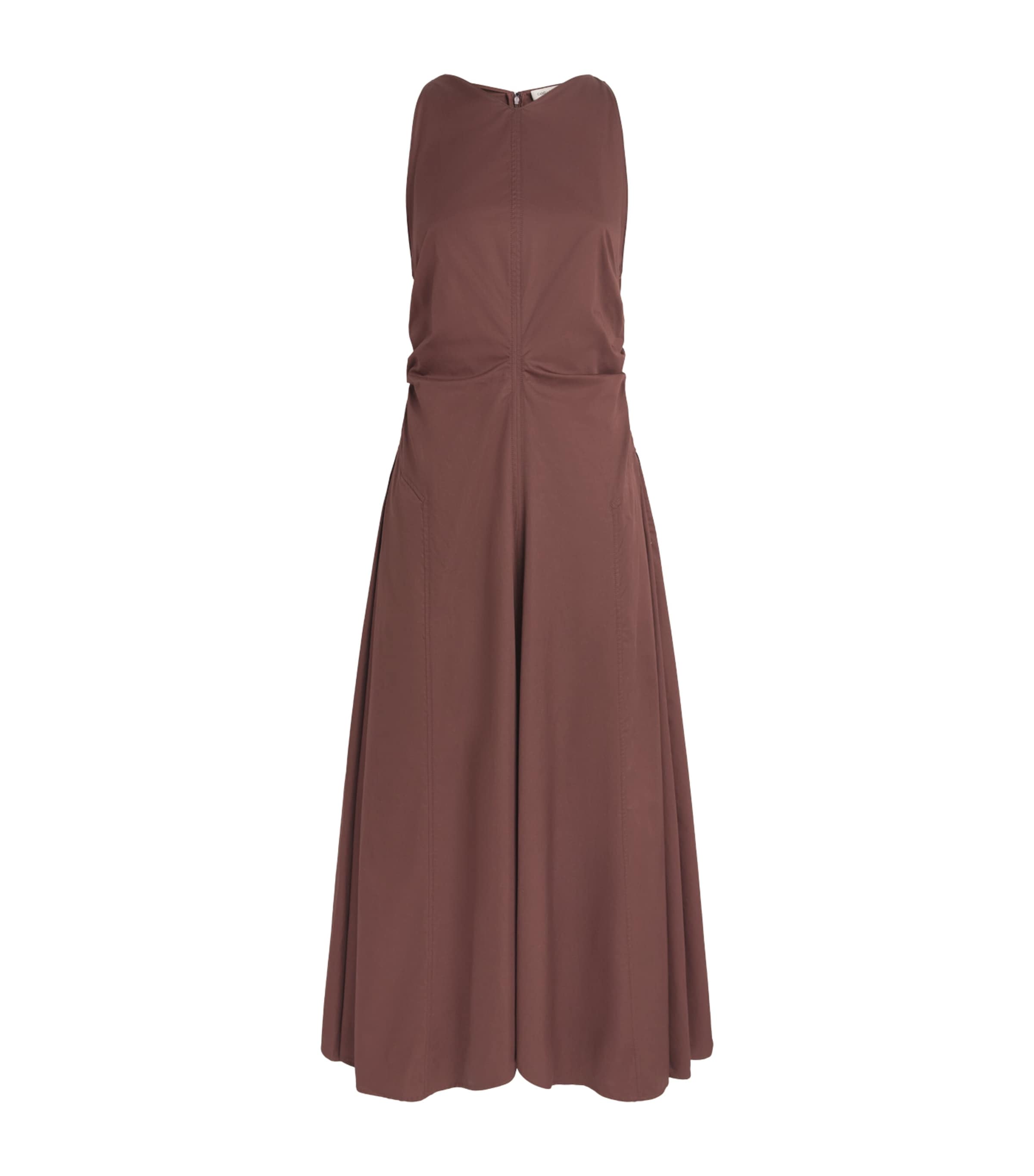 CAMILLA AND MARC Womens Cotton Pleated Brera Maxi Dress Chocolate