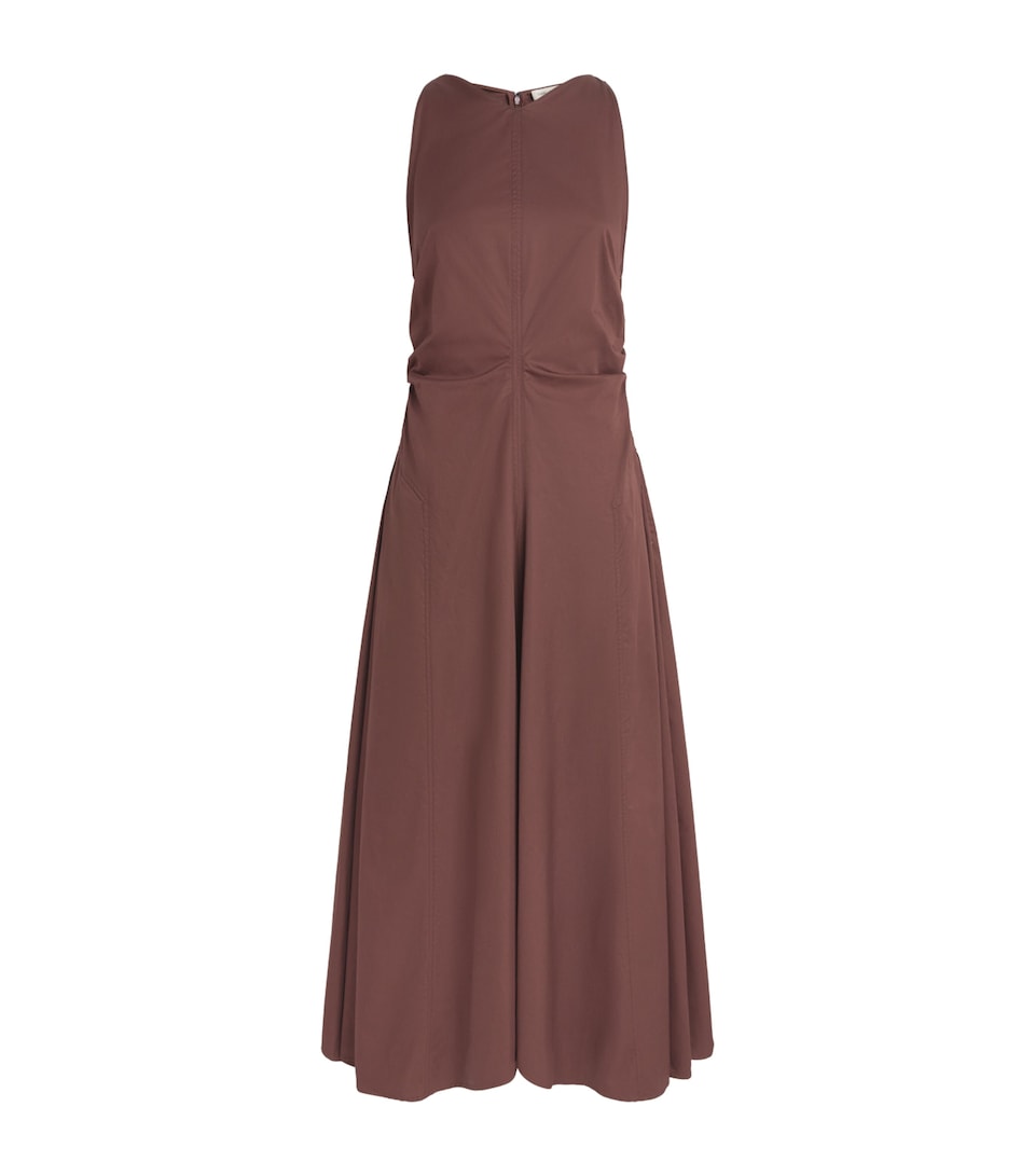 CAMILLA AND MARC Womens Cotton Pleated Brera Maxi Dress Chocolate