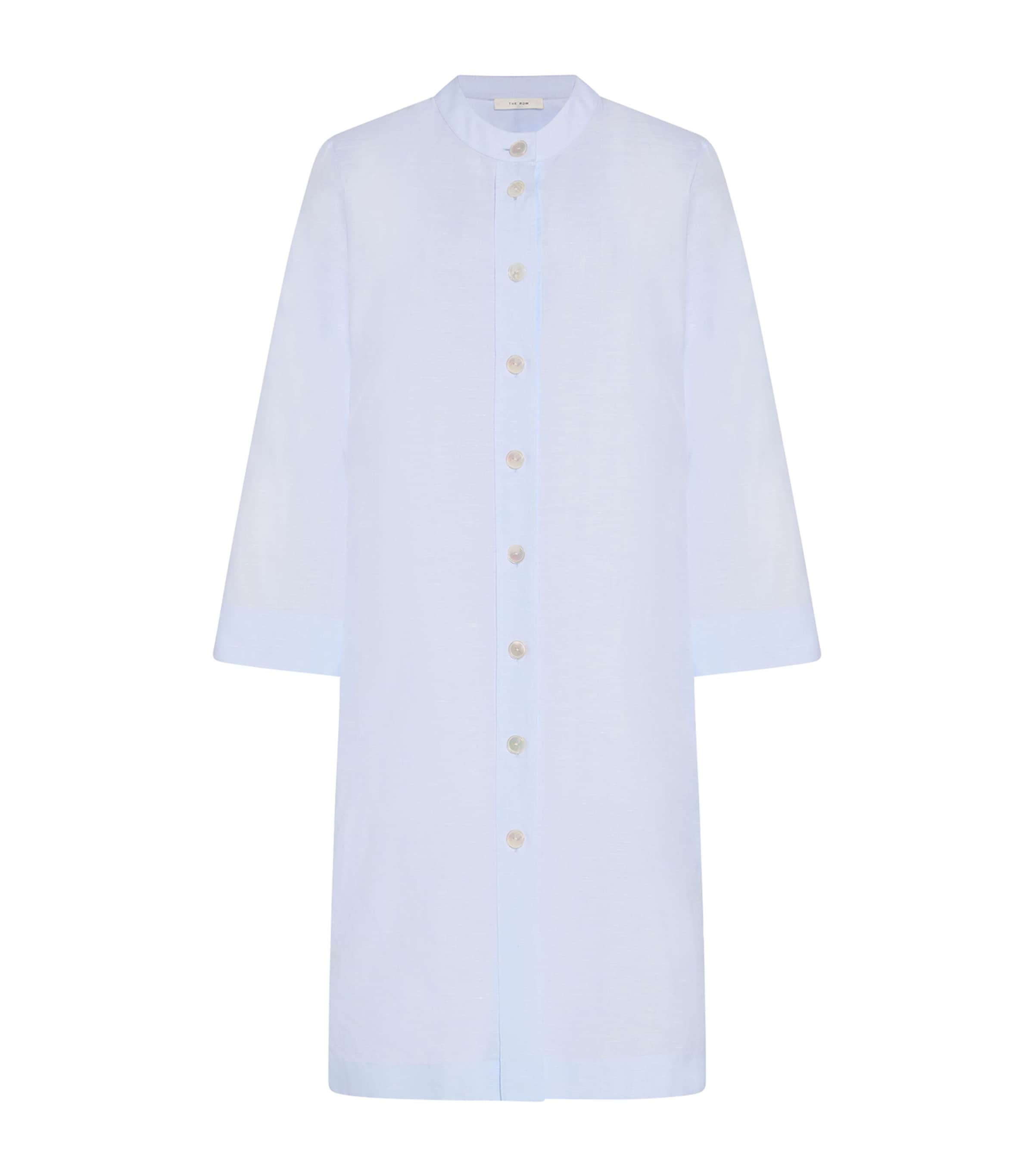 The Row Womens Cotton-Linen Adalet Top Light Blue Stripe