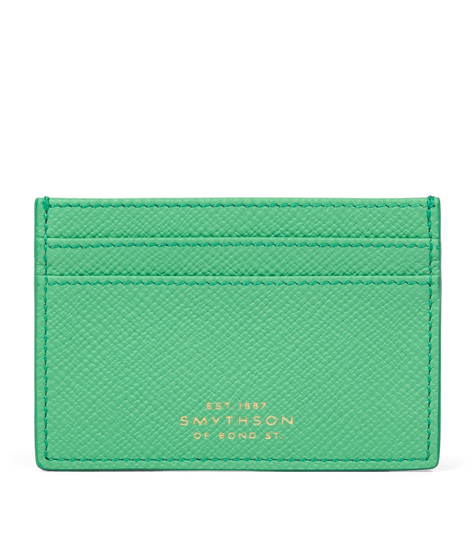 Smythson Leather Panama Card Holder Shamrock