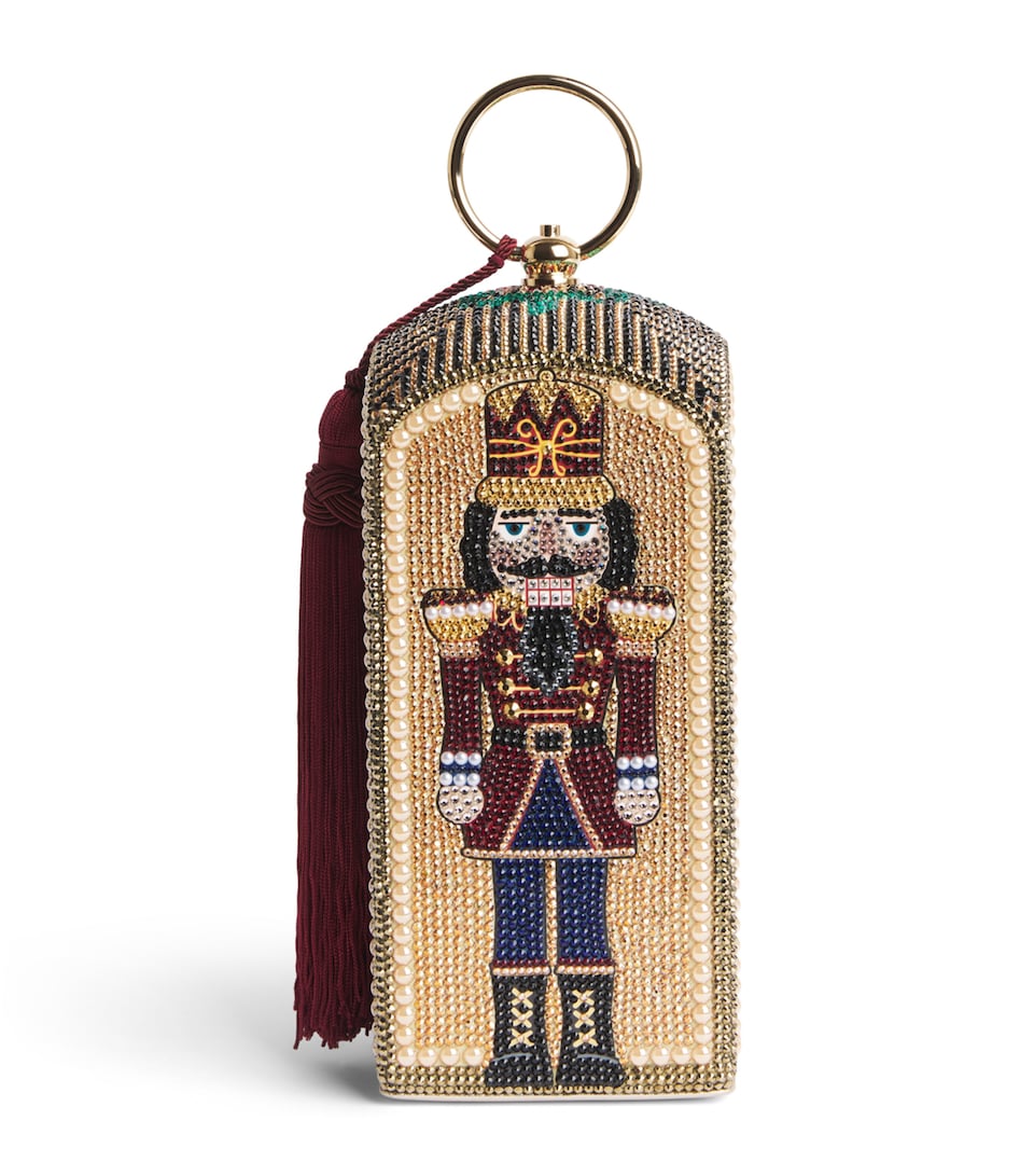 Judith Leiber Embellished Rectangle Dome Nutcracker Clutch Bag Ssumt Slvr Snrse Mlt