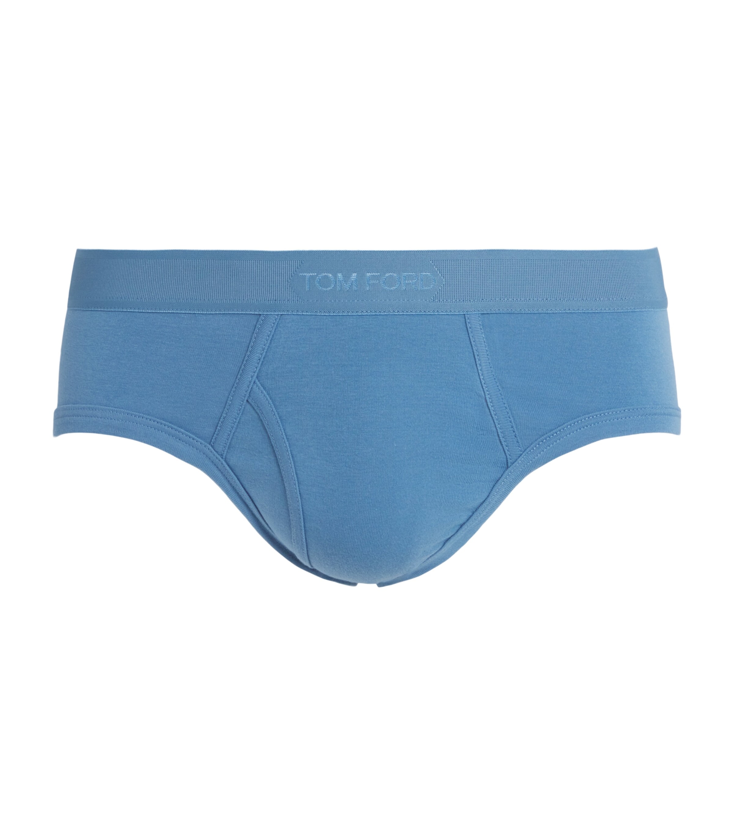 TOM FORD Mens Stretch-Cotton Logo Briefs Mid Blue