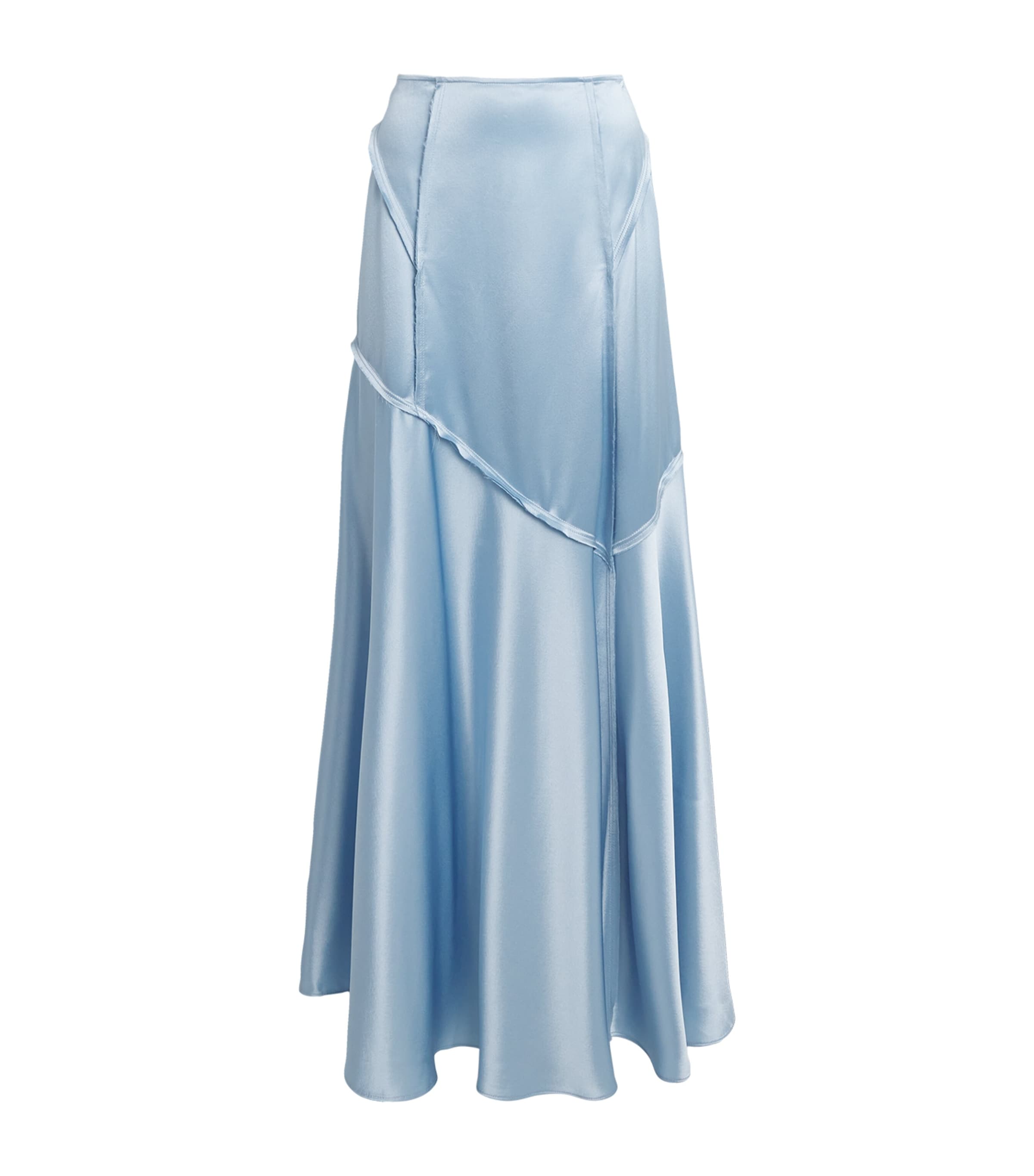 GANNI Womens Satin Maxi Skirt Soft Chambray