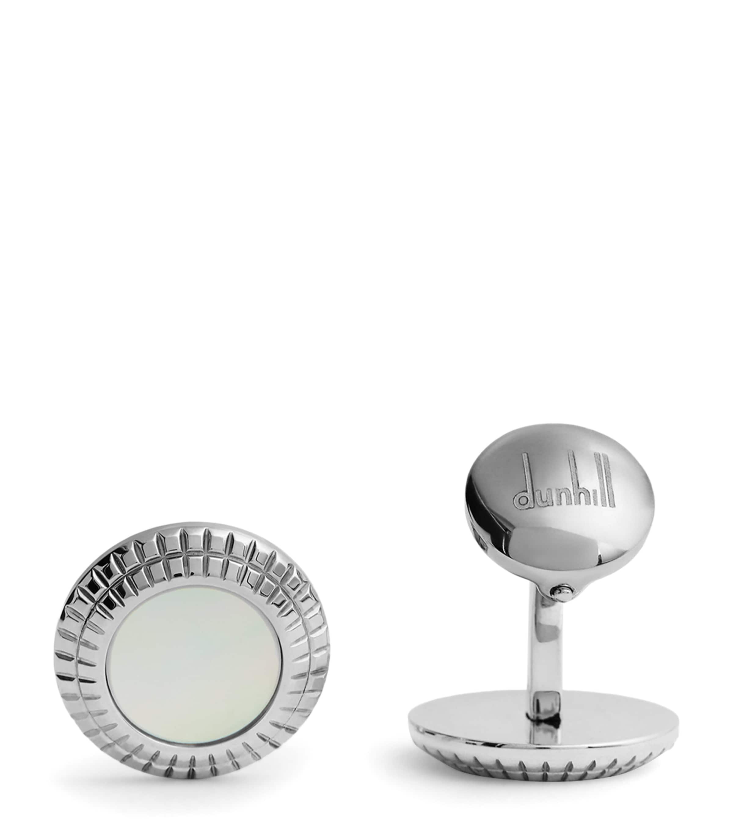 Rhodium-Plated Silver and Mother-of-Pearl Hobnail Cufflinks