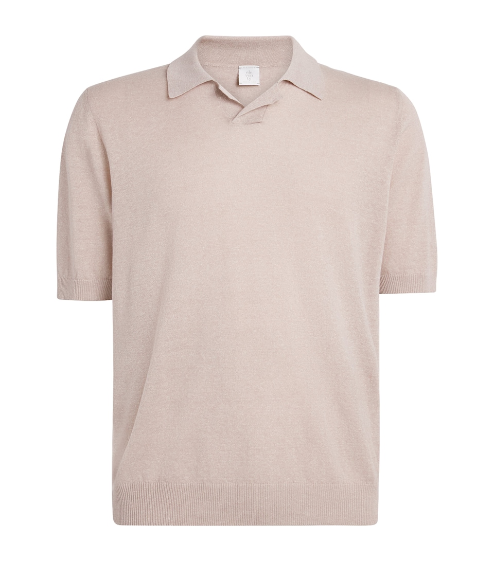 Eleventy Mens Cotton-Linen Polo Shirt Cipria