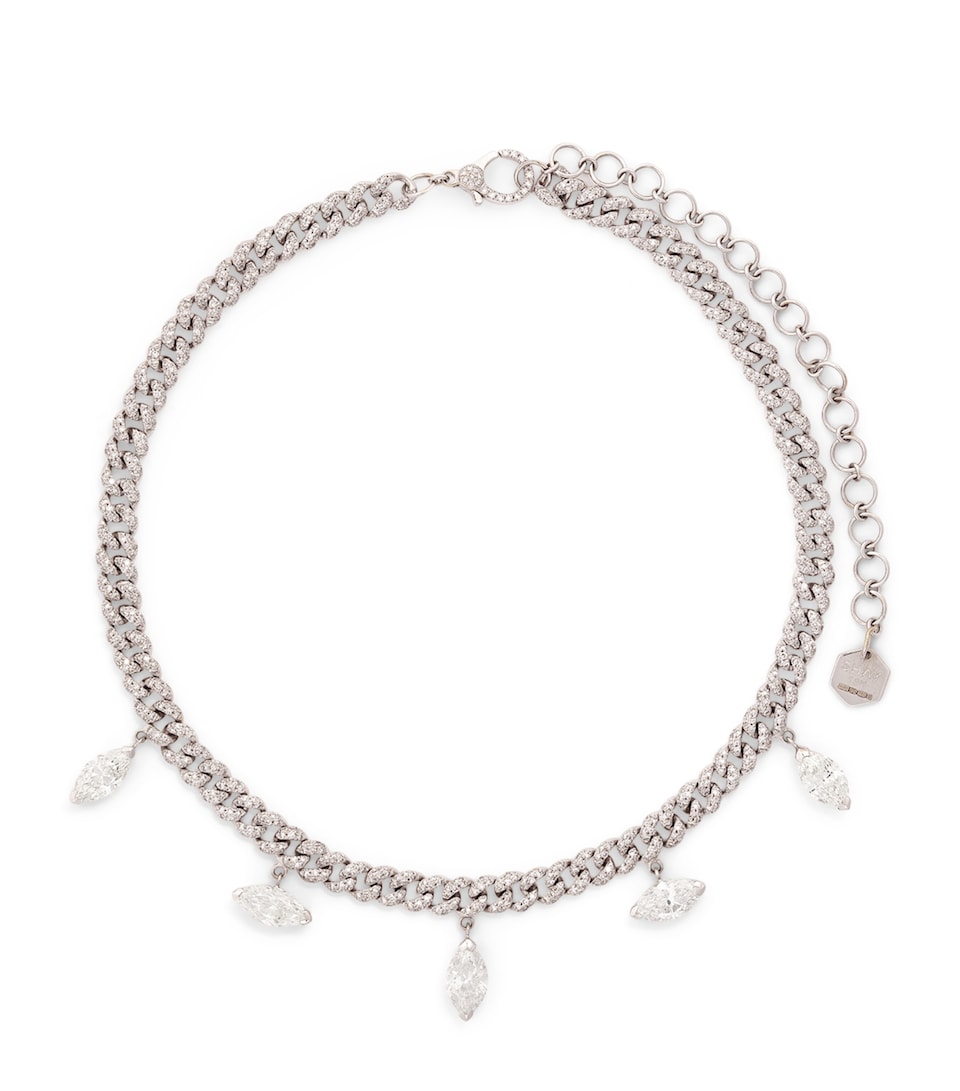 White Gold and Marquise Diamond Pavé Link Choker Necklace