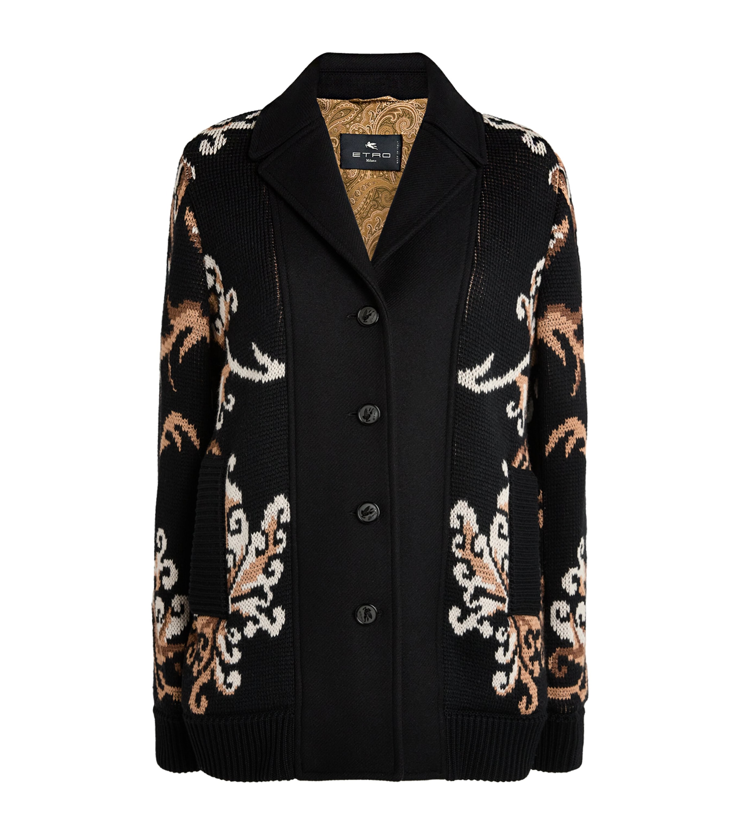 Etro Womens Wool Jacquard Blazer Black