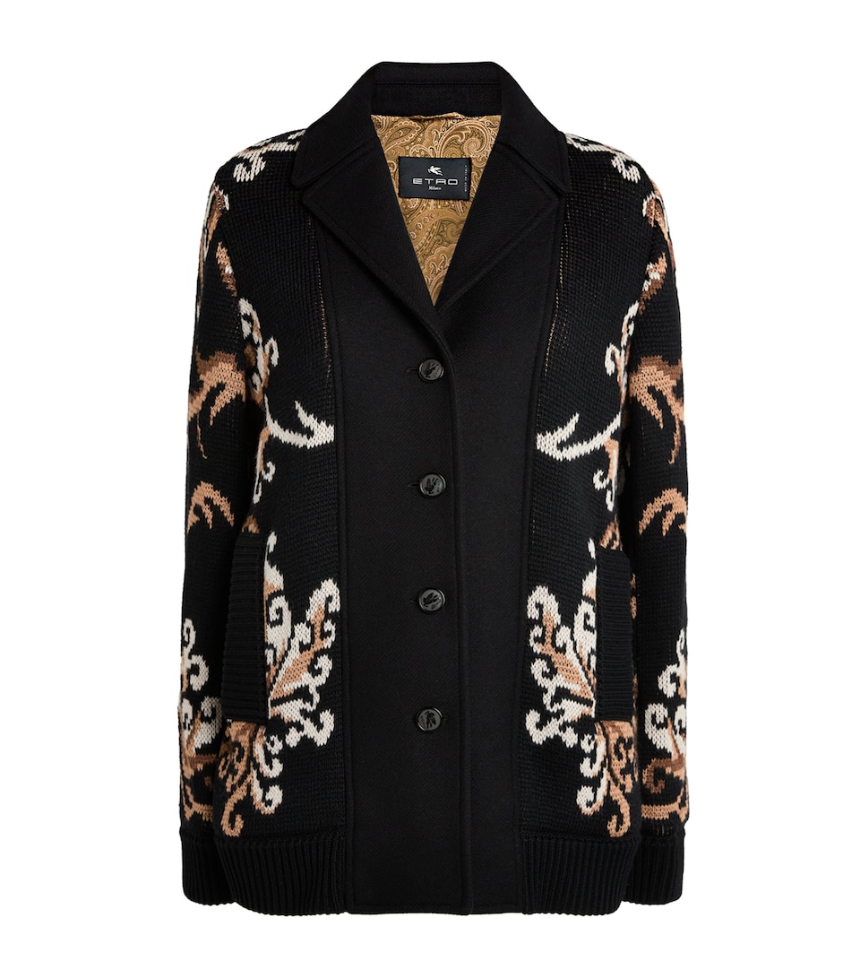 Etro Womens Wool Jacquard Blazer Black