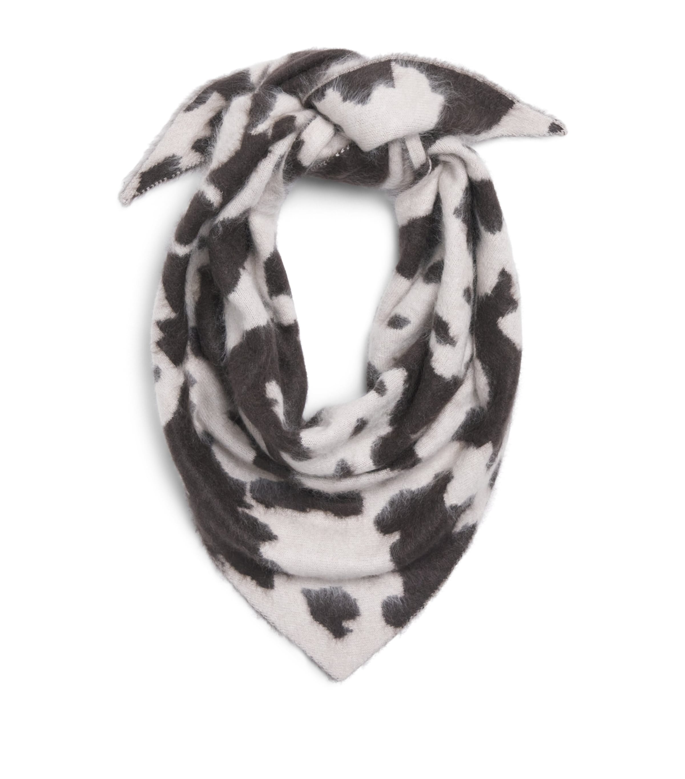Guest In Residence Cashmere Cow Print Wild Rag Scarf Oatmeal/burnt Cocoa