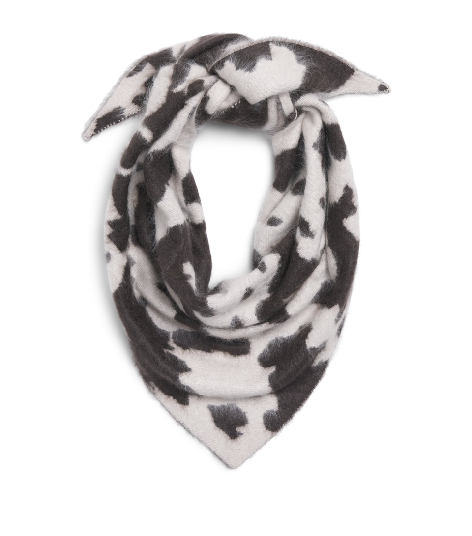 Guest In Residence Cashmere Cow Print Wild Rag Scarf Oatmeal/burnt Cocoa