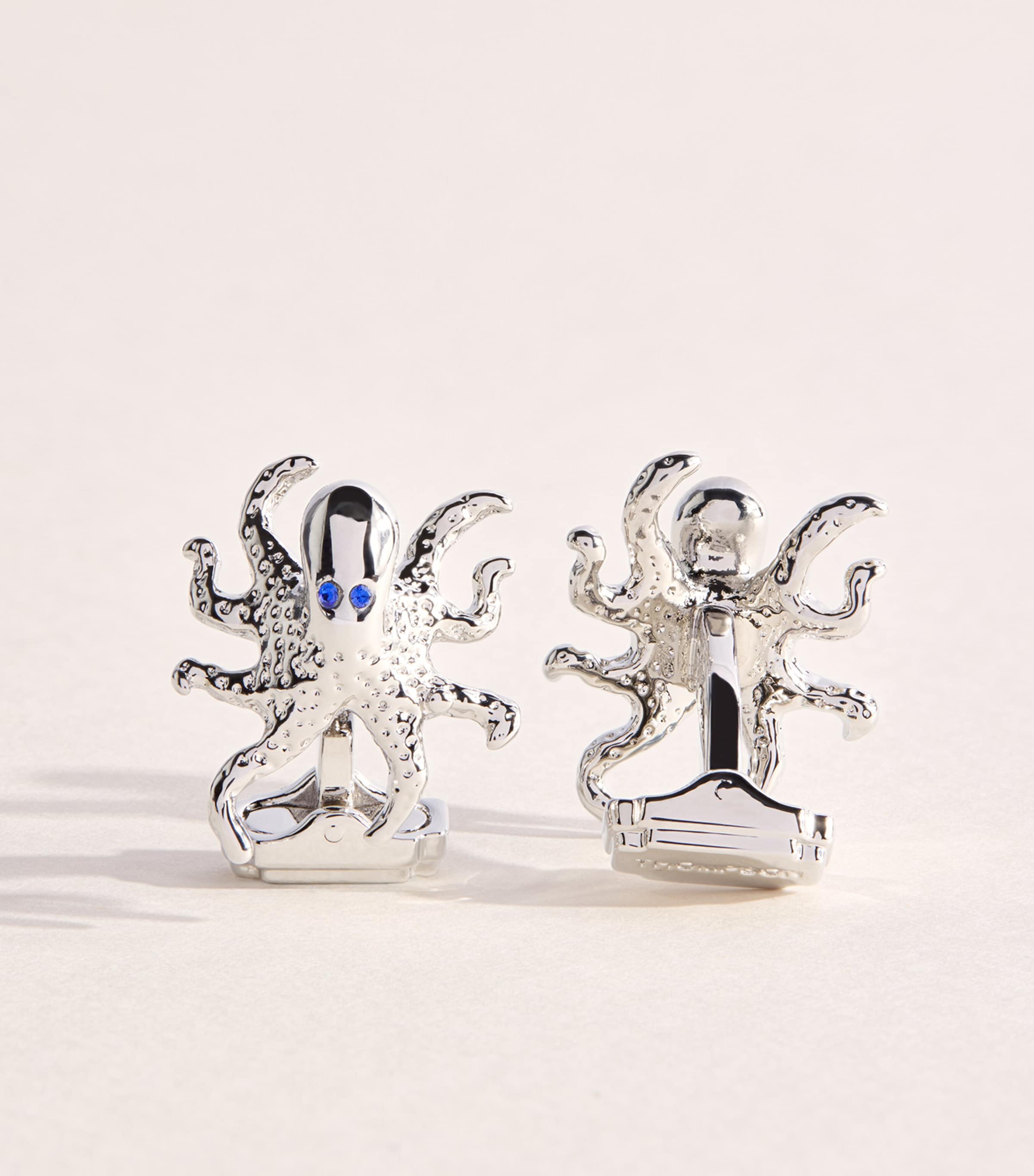 Tateossian Thompson Palladium-Plated Octopus Cufflinks Blue