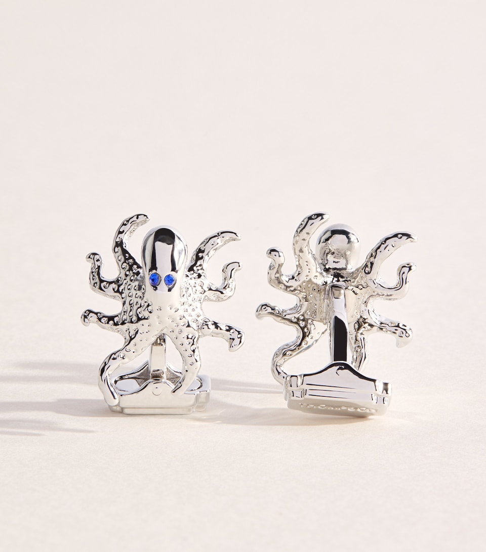 Tateossian Thompson Palladium-Plated Octopus Cufflinks Blue