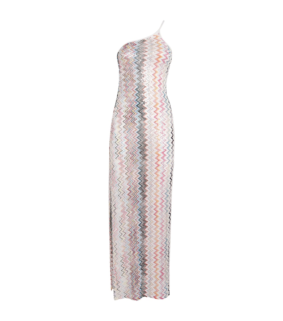Zigzag One-Shoulder Maxi Dress