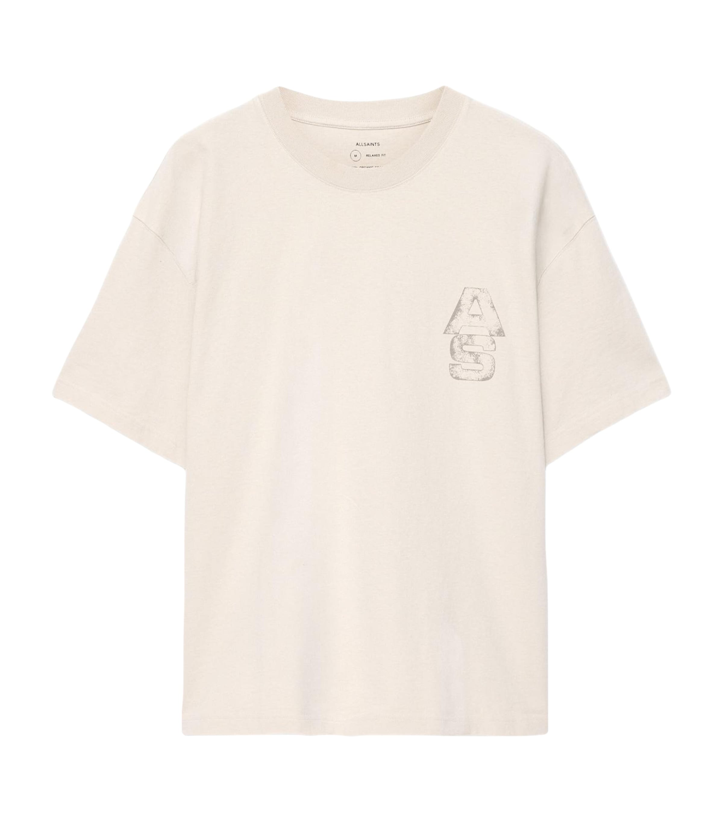 AllSaints Mens Organic Cotton Roller T-Shirt Taupe White