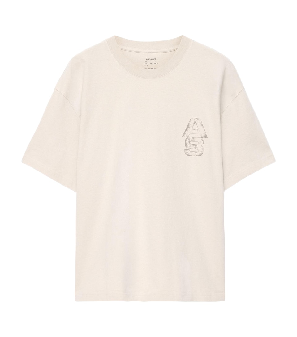 AllSaints Mens Organic Cotton Roller T-Shirt Taupe White