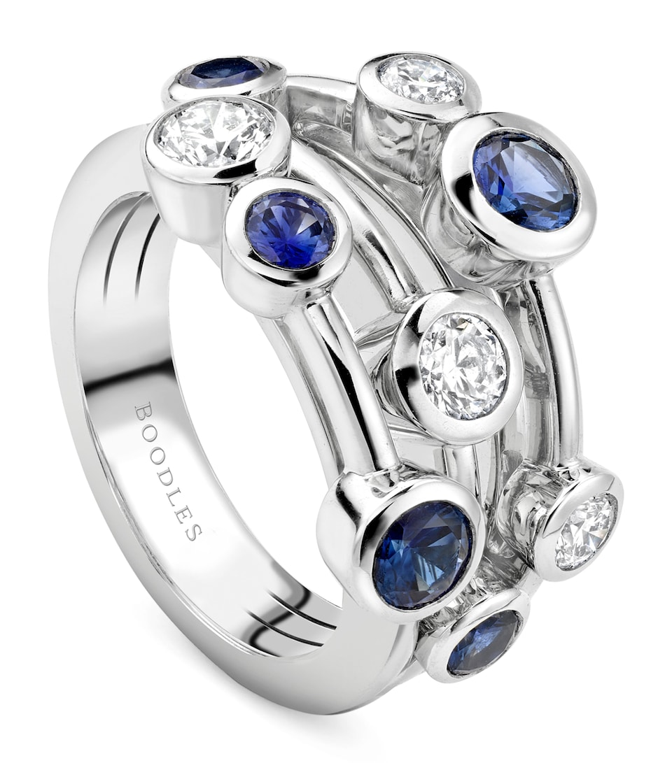 Boodles Platinum, Diamond and Sapphire Classic Raindance Ring Platinum