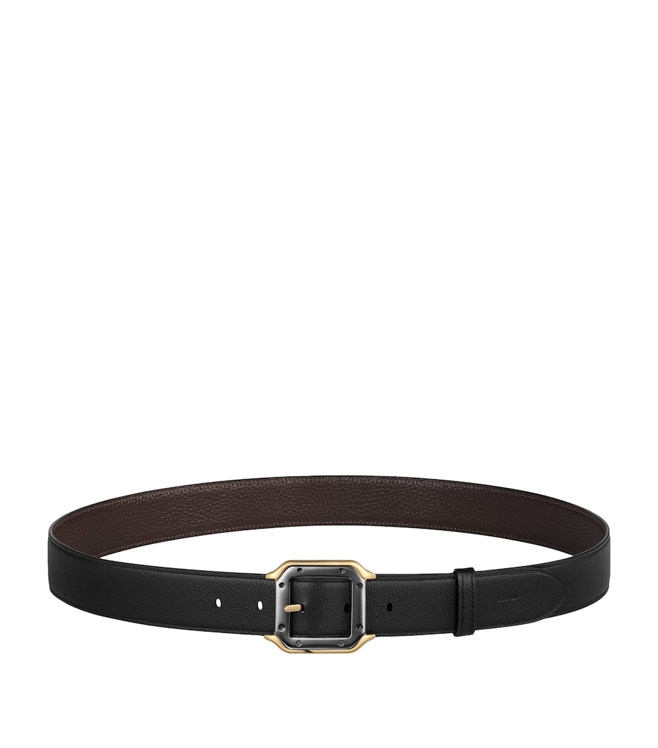Cartier Leather Reversible Santos de Cartier Belt Black And Brown
