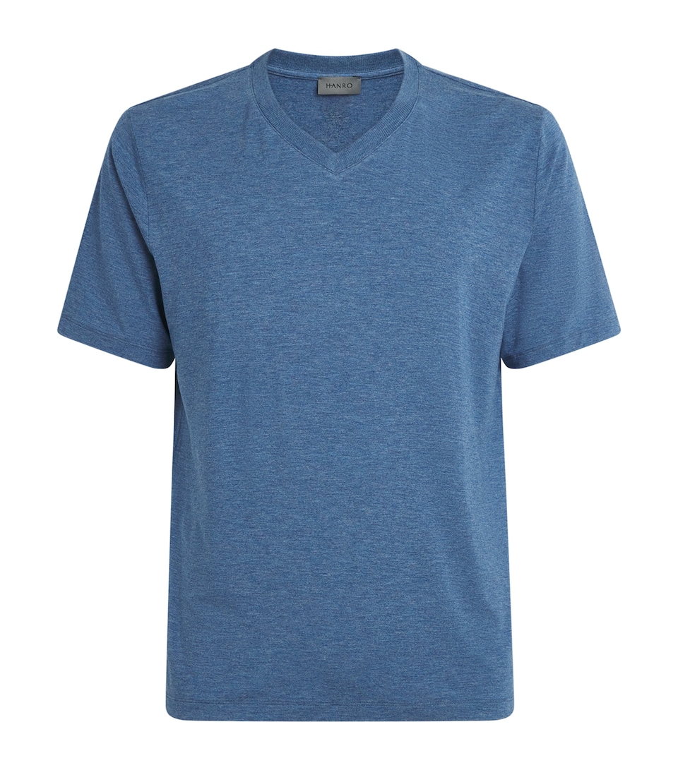 Hanro Mens Casuals V-Neck Pyjama Top Tanzanite
