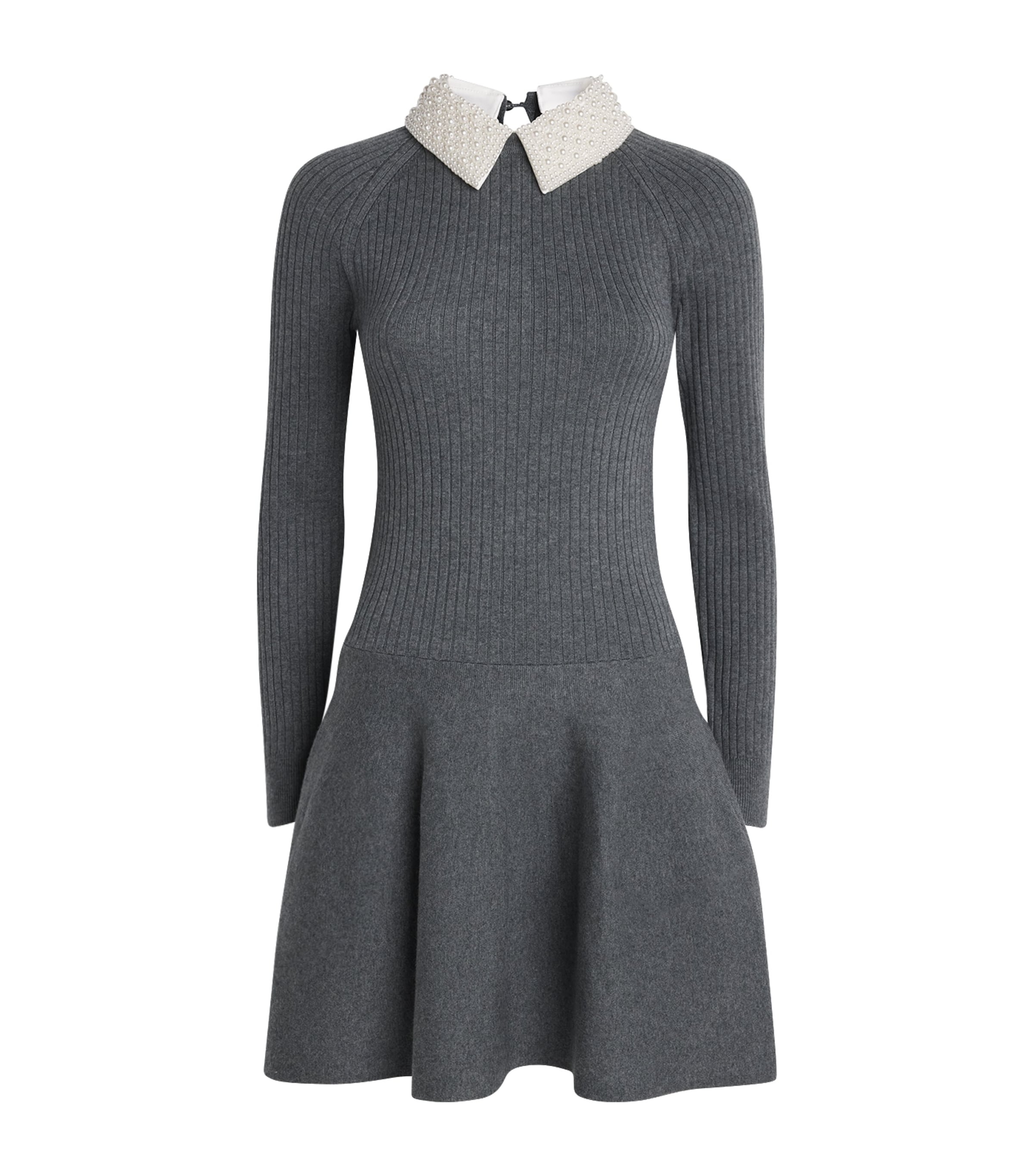 Embellished Collar Knit Mini Dress