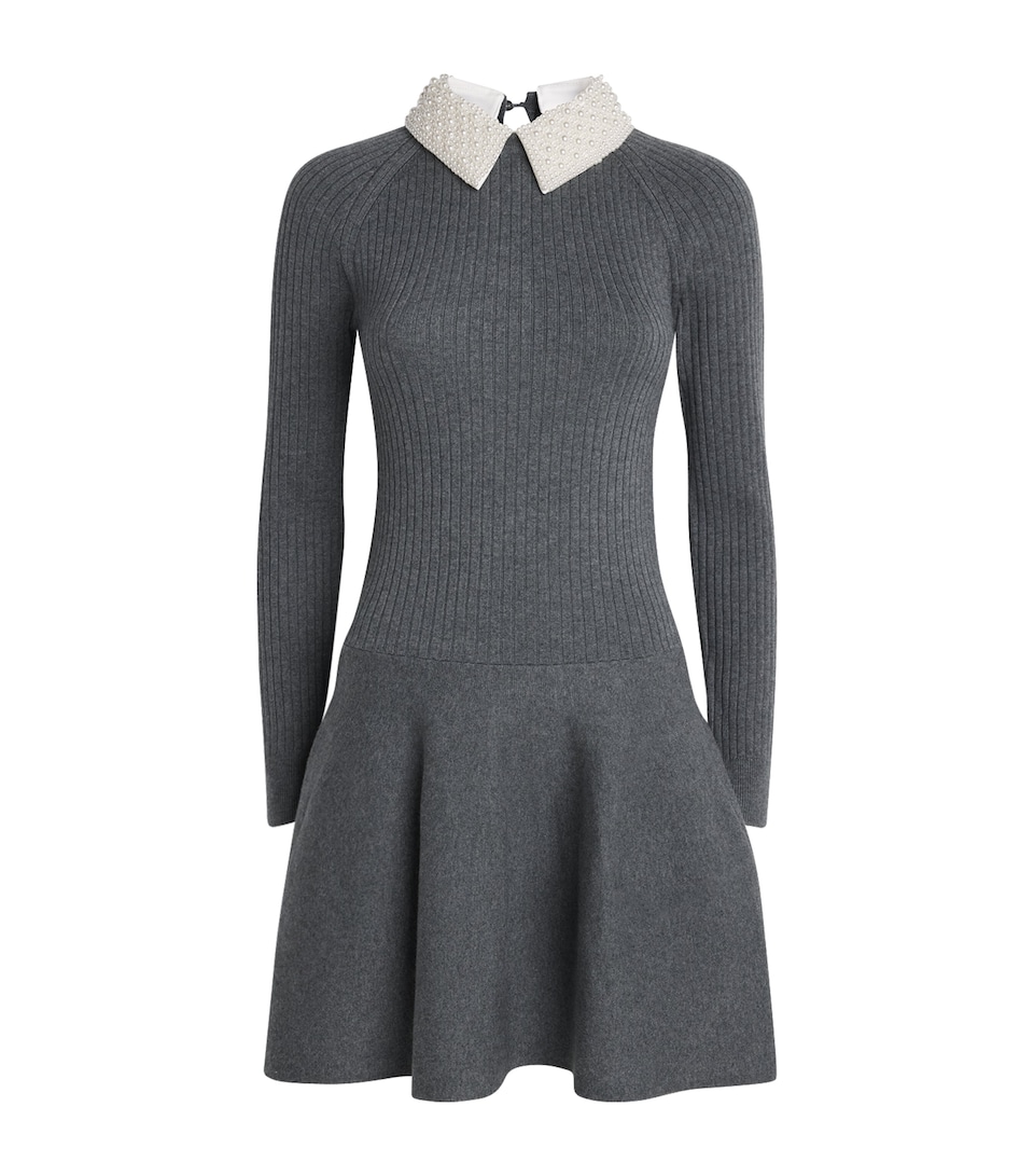 Embellished Collar Knit Mini Dress