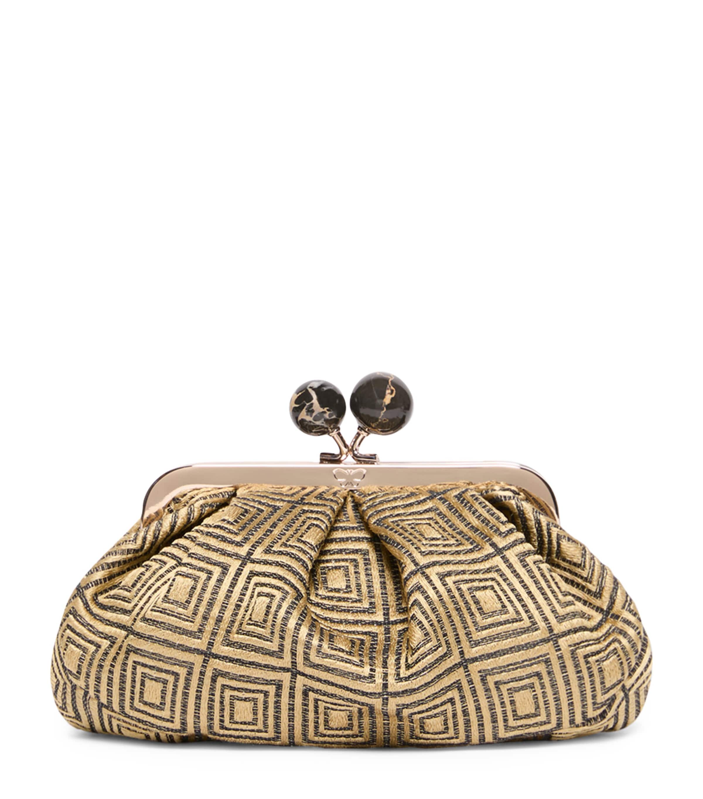 Weekend Max Mara Woven Jacquard Pasticcino Clutch Bag Yellow